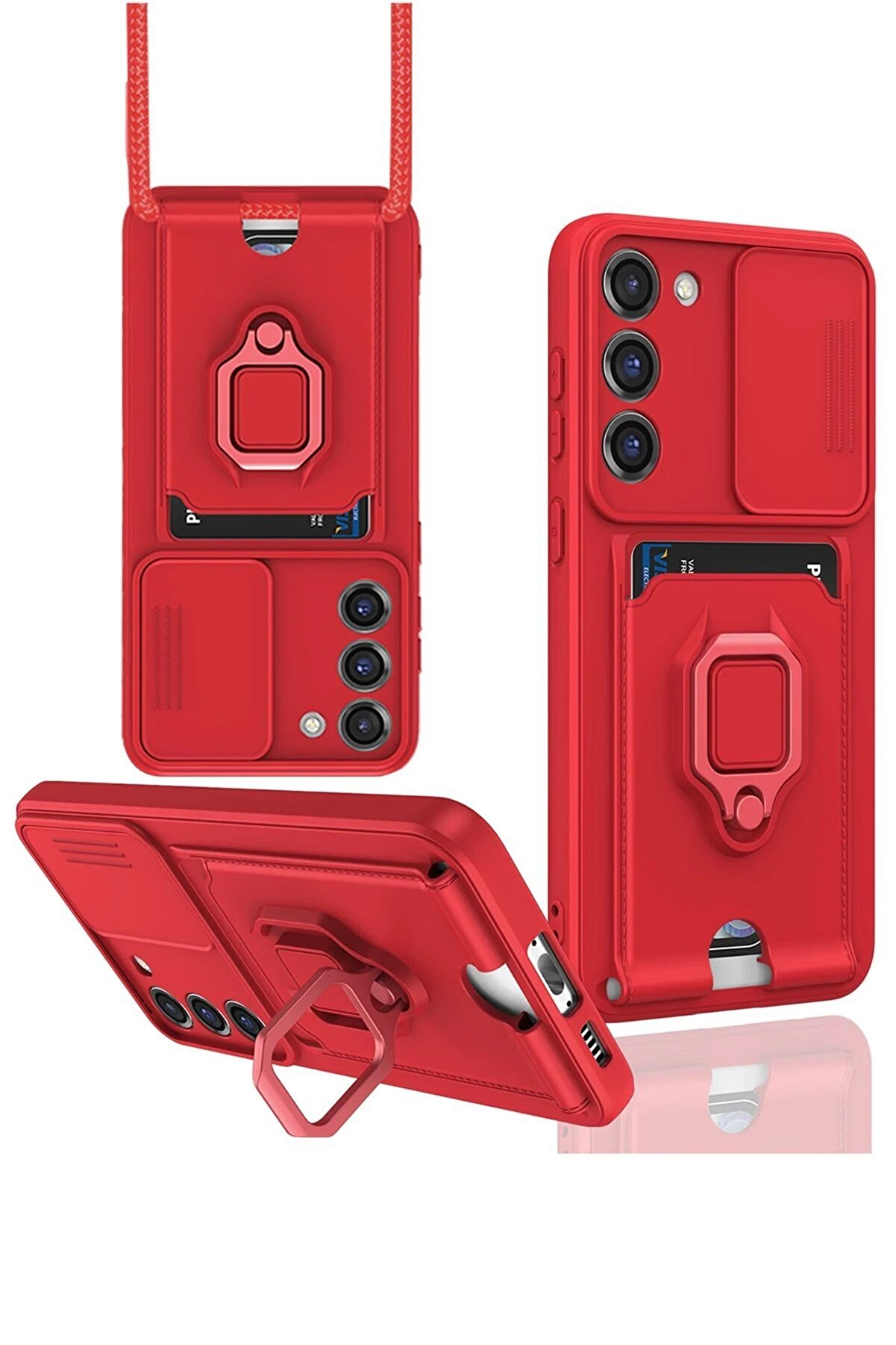 CepteToptan Samsung Galaxy S24 Plus Kılıf Zuma Kartvizitli Y&uuml;z&uuml;kl&uuml; Silikon - Kırmızı - DROPX6941-9990