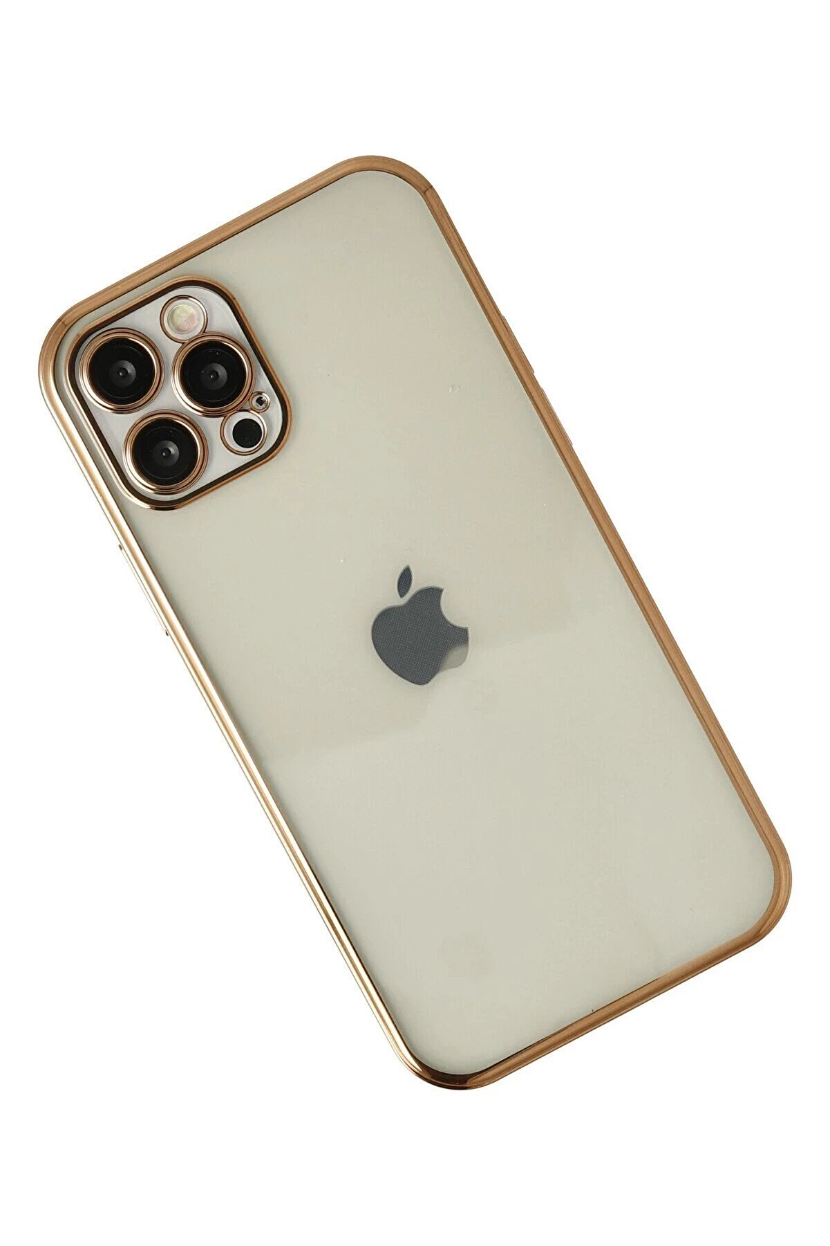 İphone 12 Pro Max Kılıf Lensli̇ Si̇li̇kon - Gold - Dropx6010-6702