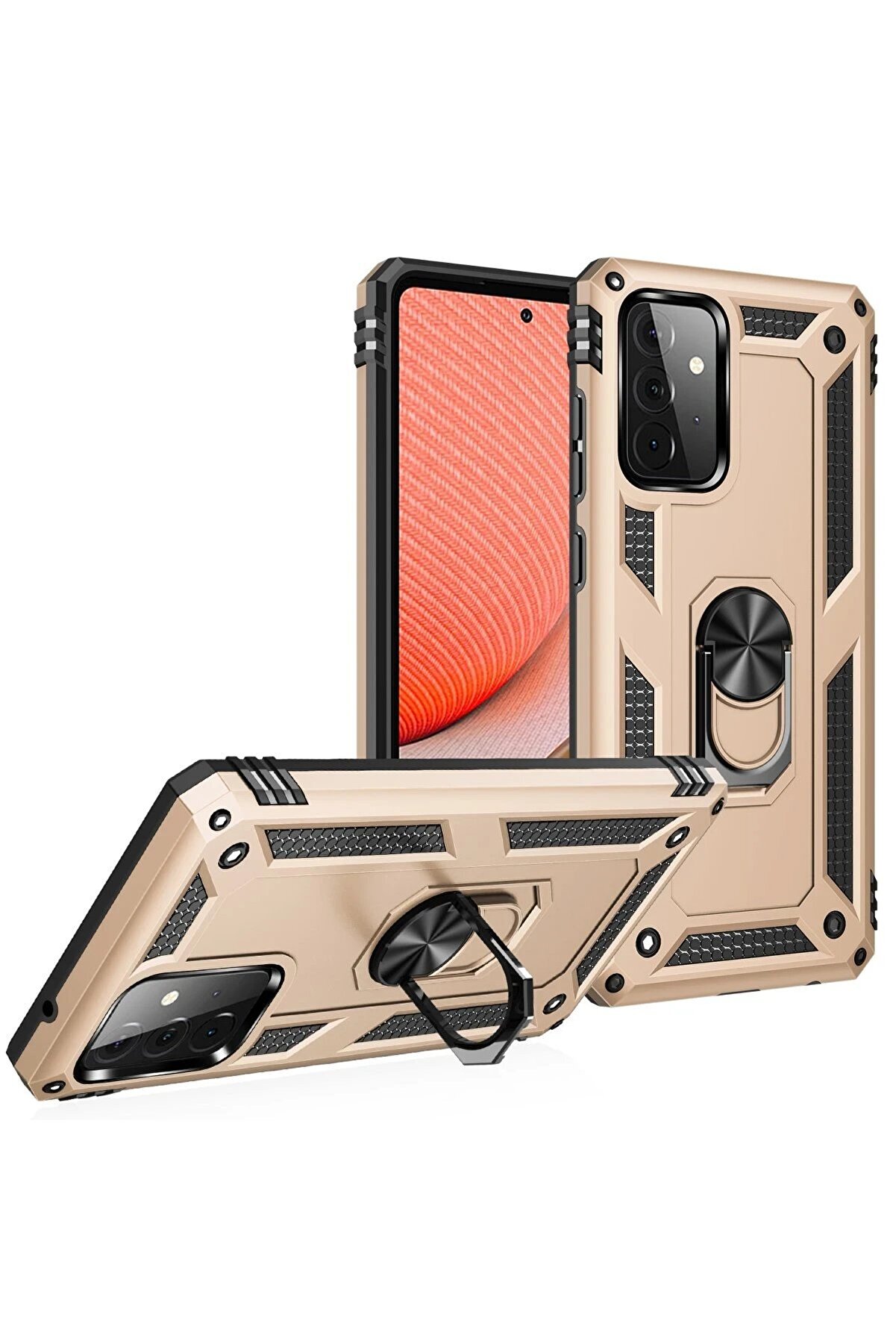 Samsung Galaxy A72 Kılıf Sofya Yüzüklü Si̇li̇kon Kapak - Gold - Dropx8234-2463