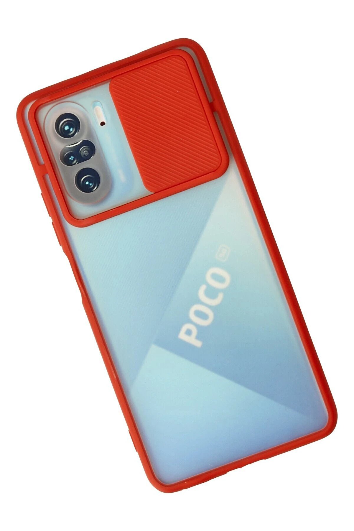 Xi̇aomi̇ Poco F3 Kılıf Palm Buzlu Kamera Sürgülü Si̇li̇kon - Kırmızı - Dropx2593-5955