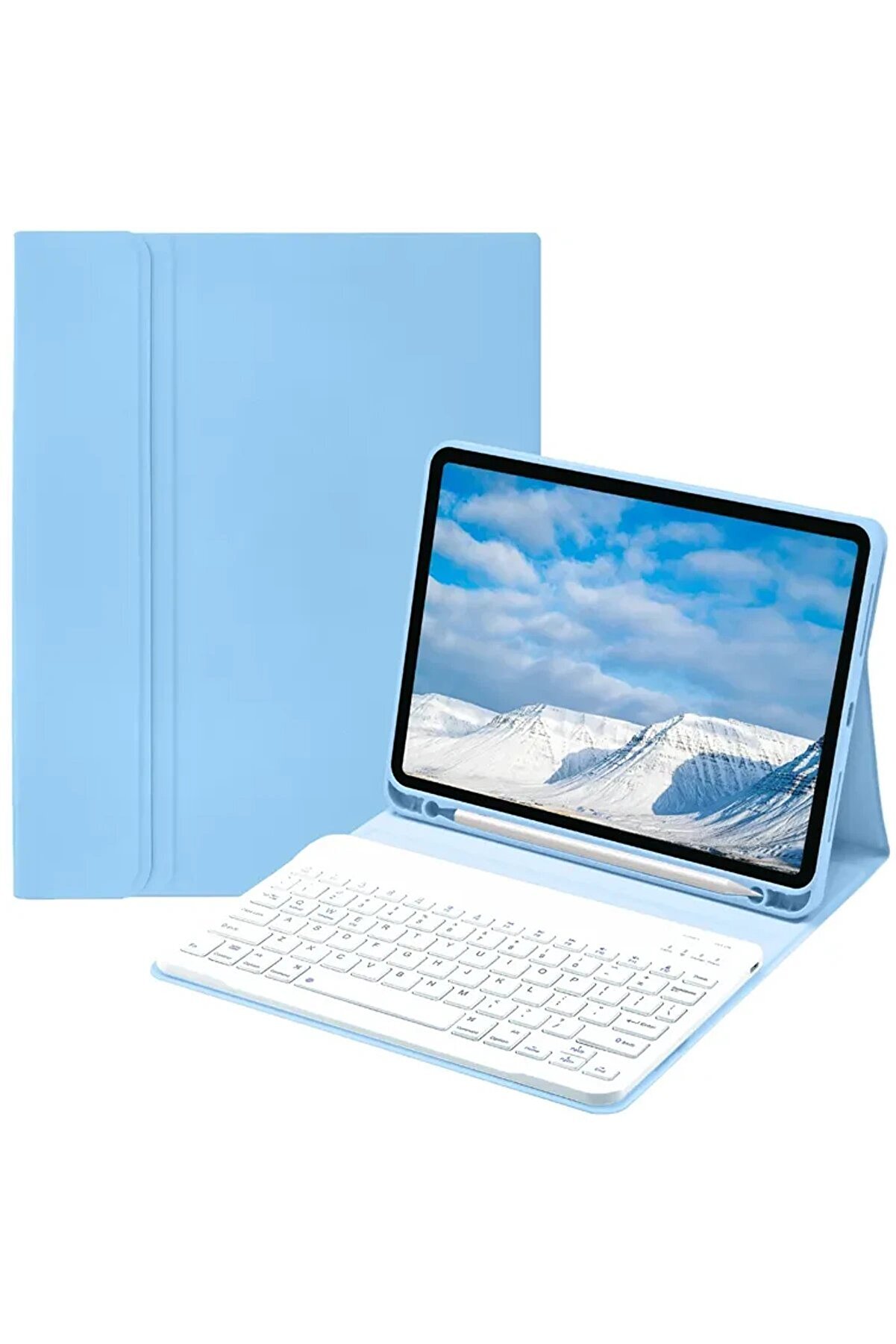 CepteToptan iPad Pro 11 (2022) Kılıf KC01 Smart Klavyeli Tablet Kılıfı - Açık Mavi - DROPX9932-6587