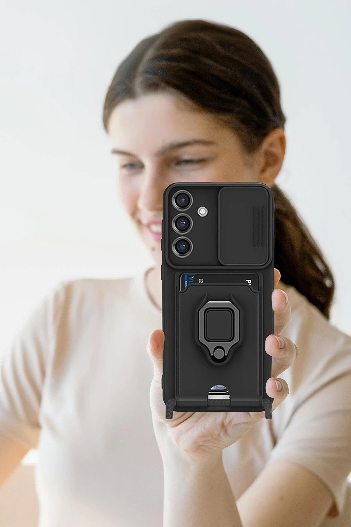 Samsung Galaxy S25 Plus Kılıf Zuma Kartvi̇zi̇tli̇ Y&uuml;z&uuml;kl&uuml; Si̇li̇kon - Kırmızı - Dropx3658-6394