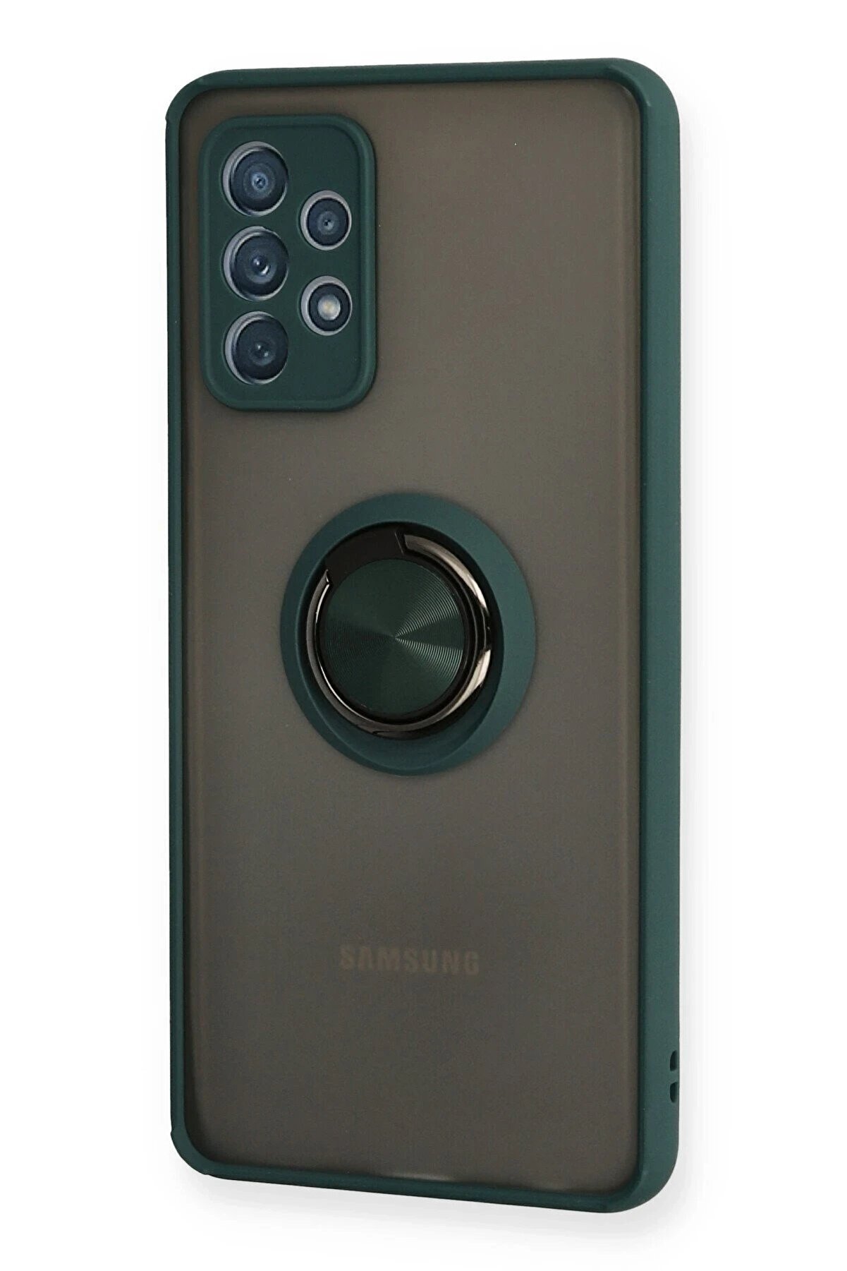 Samsung Galaxy A72 Kılıf Montreal Yüzüklü Si̇li̇kon Kapak - Yeşi̇l - Dropx1110-3776