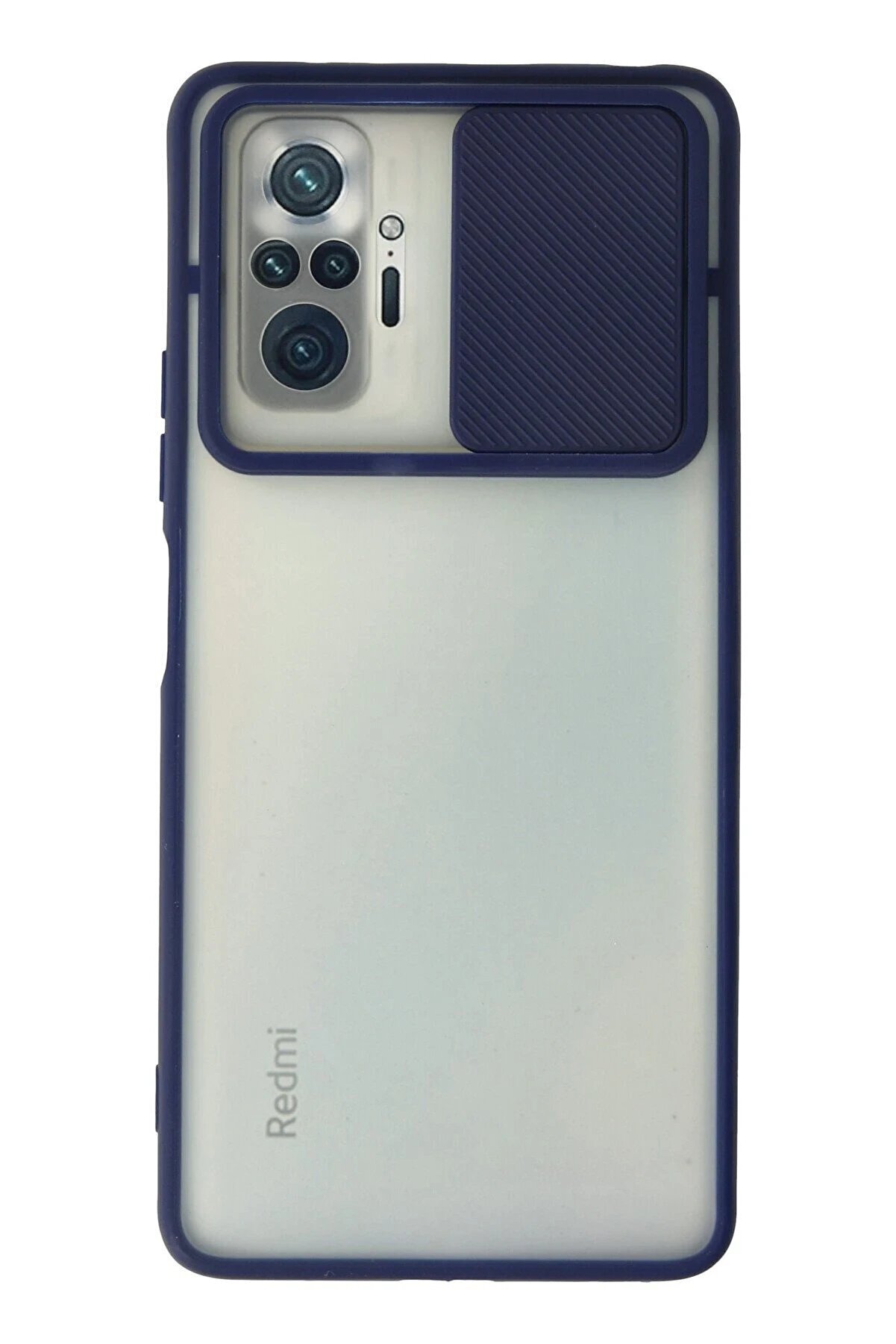 CepteToptan Xiaomi Redmi Note 10 Pro Kılıf Palm Buzlu Kamera Sürgülü Silikon - Lacivert - DROPX6714-2732
