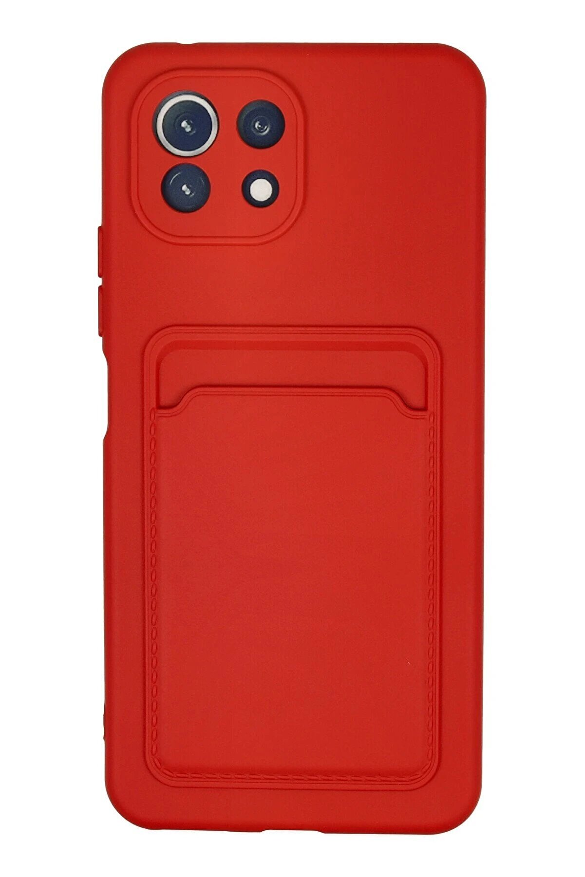 CepteToptan Xiaomi Mİ 11 Lite Kılıf Kelvin Kartvizitli Silikon - Kırmızı - DROPX8917-8540
