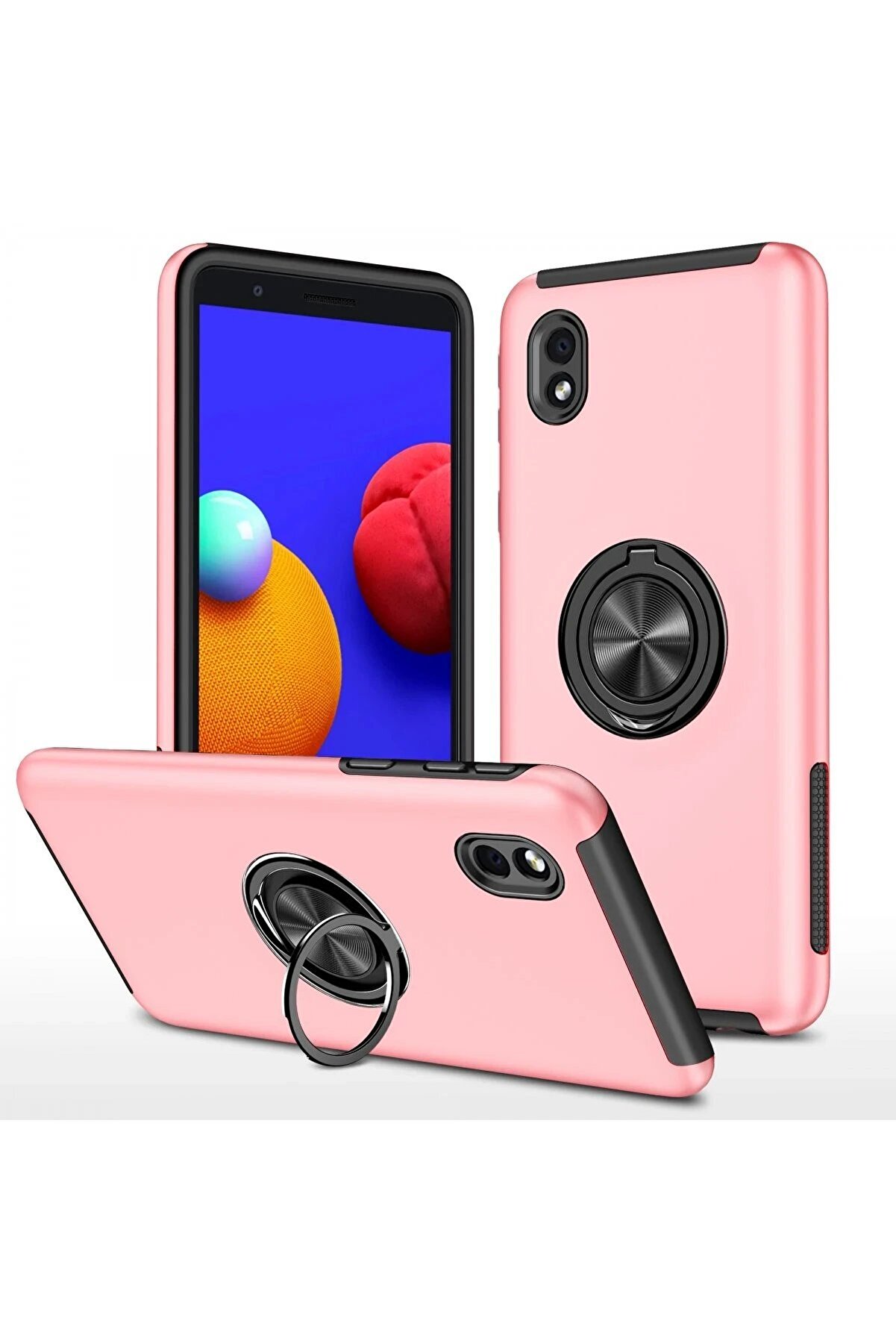 CepteToptan Samsung Galaxy A01 Core Kılıf Elit Yüzüklü Kapak - Pembe - DROPX9079-7578