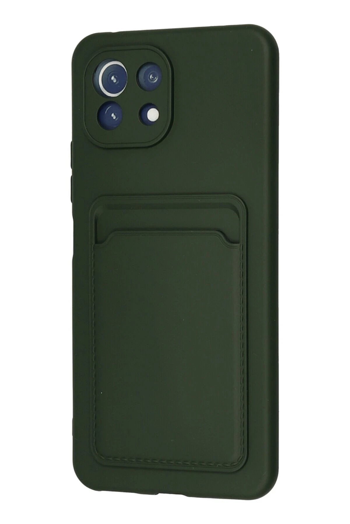 Xi̇aomi̇ Mi̇ 11 Kılıf Kelvi̇n Kartvi̇zi̇tli̇ Si̇li̇kon - Koyu Yeşi̇l - Dropx7195-8529