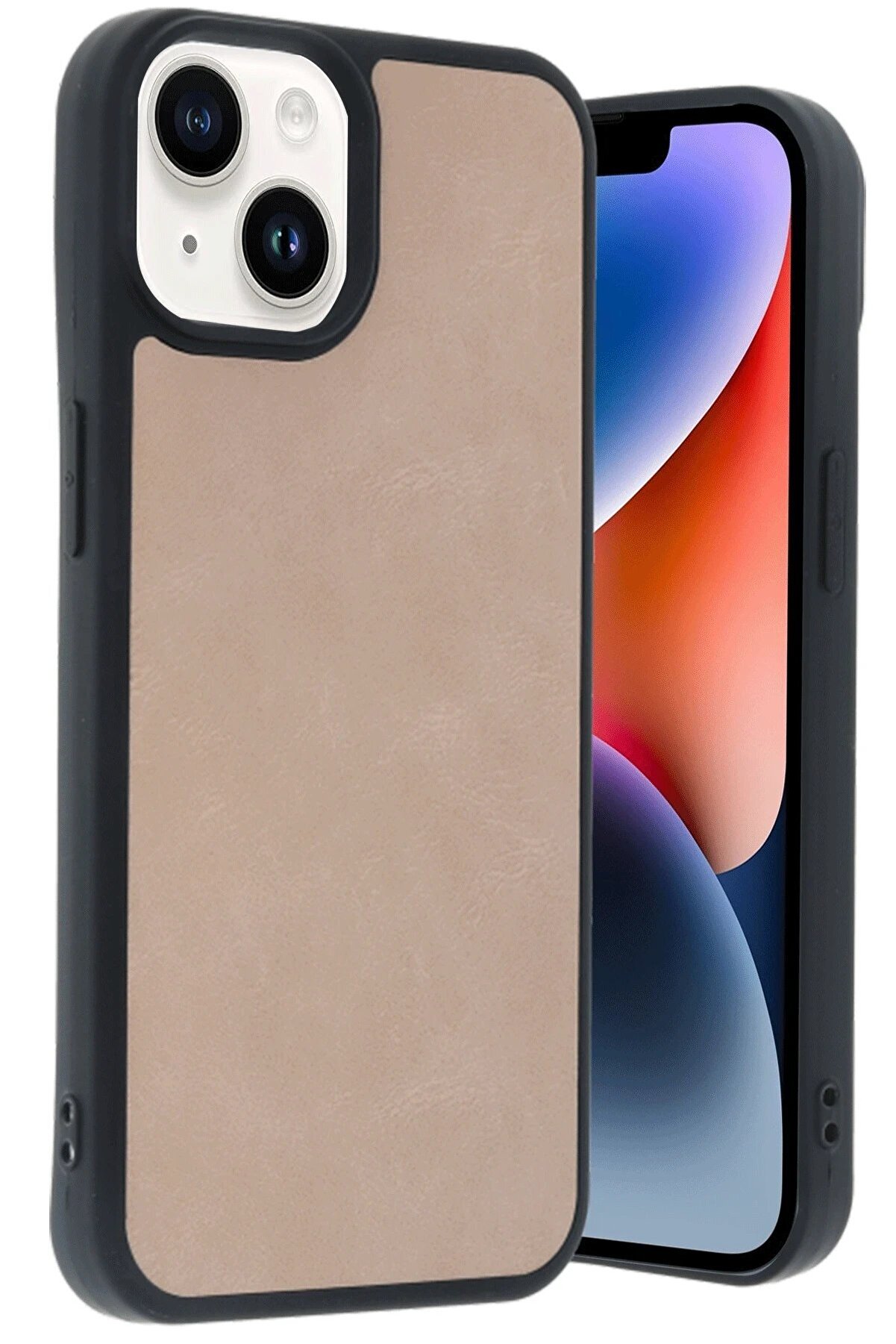 CepteToptan iPhone 14 Kılıf Aras Deri Kapak - Pudra - DROPX2124-5617