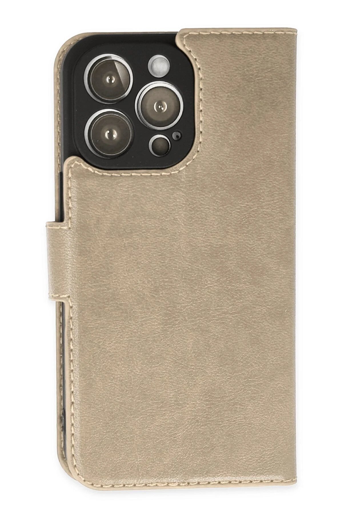 İphone 14 Pro Kılıf Trend S Plus Kapaklı Kılıf - Gold - Dropx1269-5516