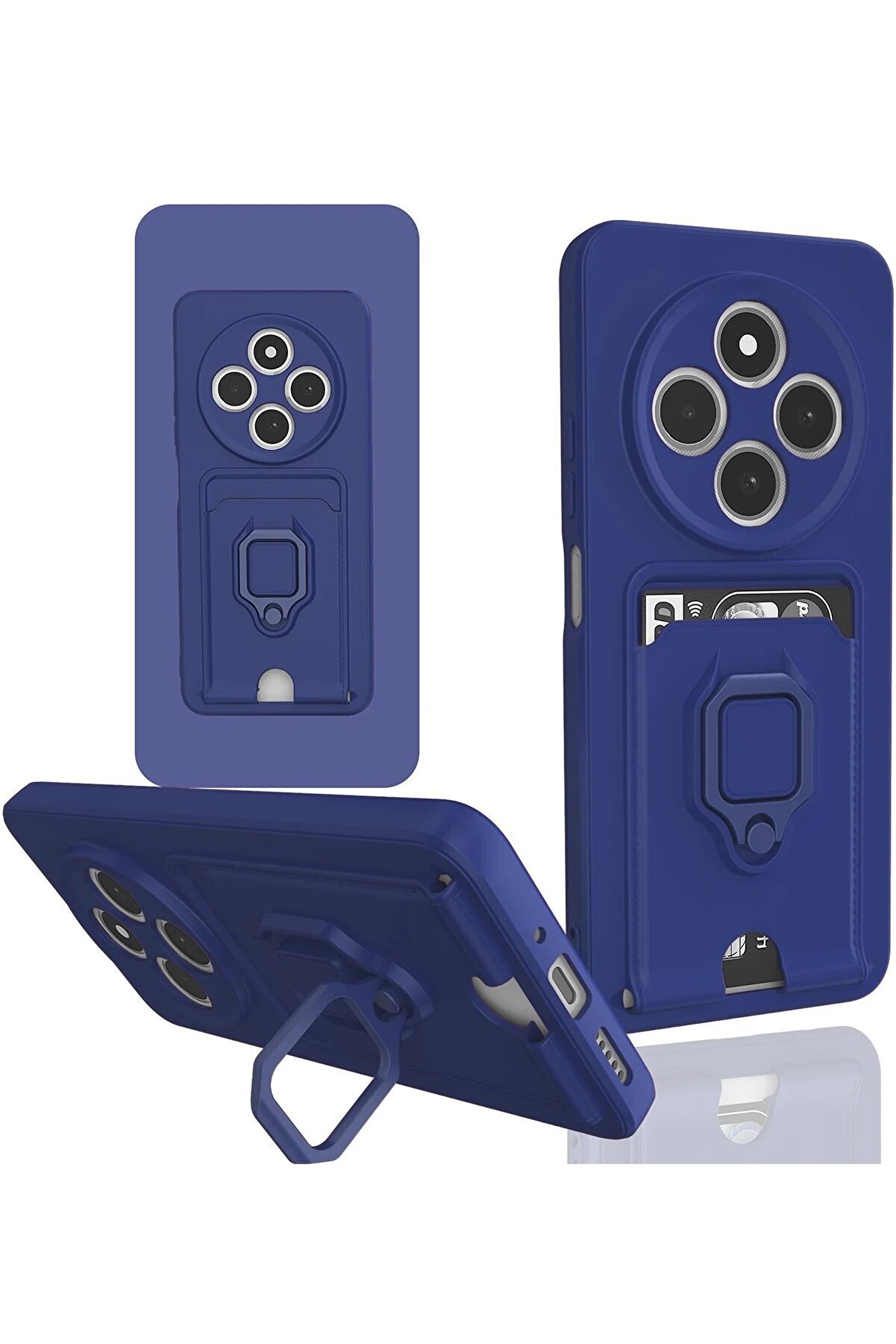 CepteToptan Xiaomi Redmi 14C Kılıf Zuma Kartvizitli Yüzüklü Silikon - Lacivert - DROPX7948-1294