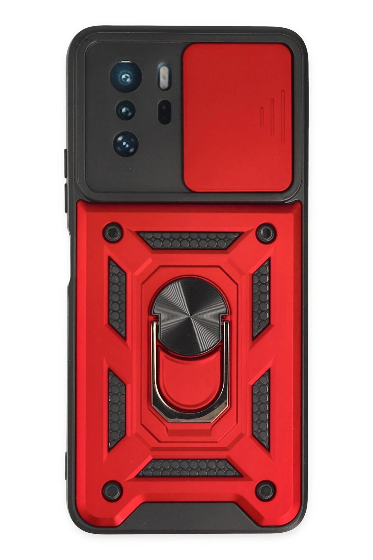 CepteToptan Xiaomi Poco X3 GT Kılıf Pars Lens Yüzüklü Silikon - Kırmızı - DROPX3990-9079