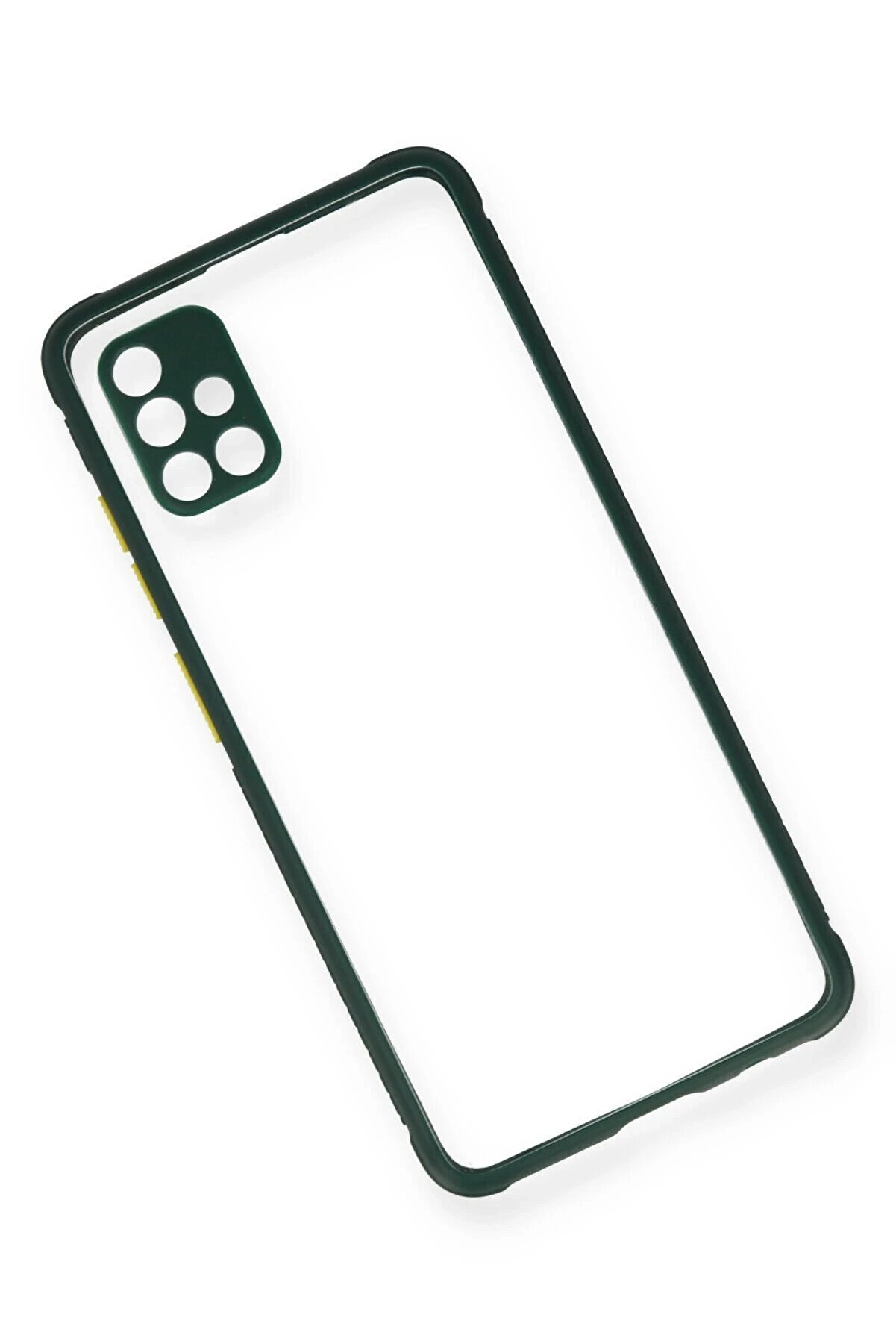 Samsung Galaxy A71 Kılıf Mi̇ami̇ Şeffaf Si̇li̇kon - Koyu Yeşi̇l - Dropx4054-5582