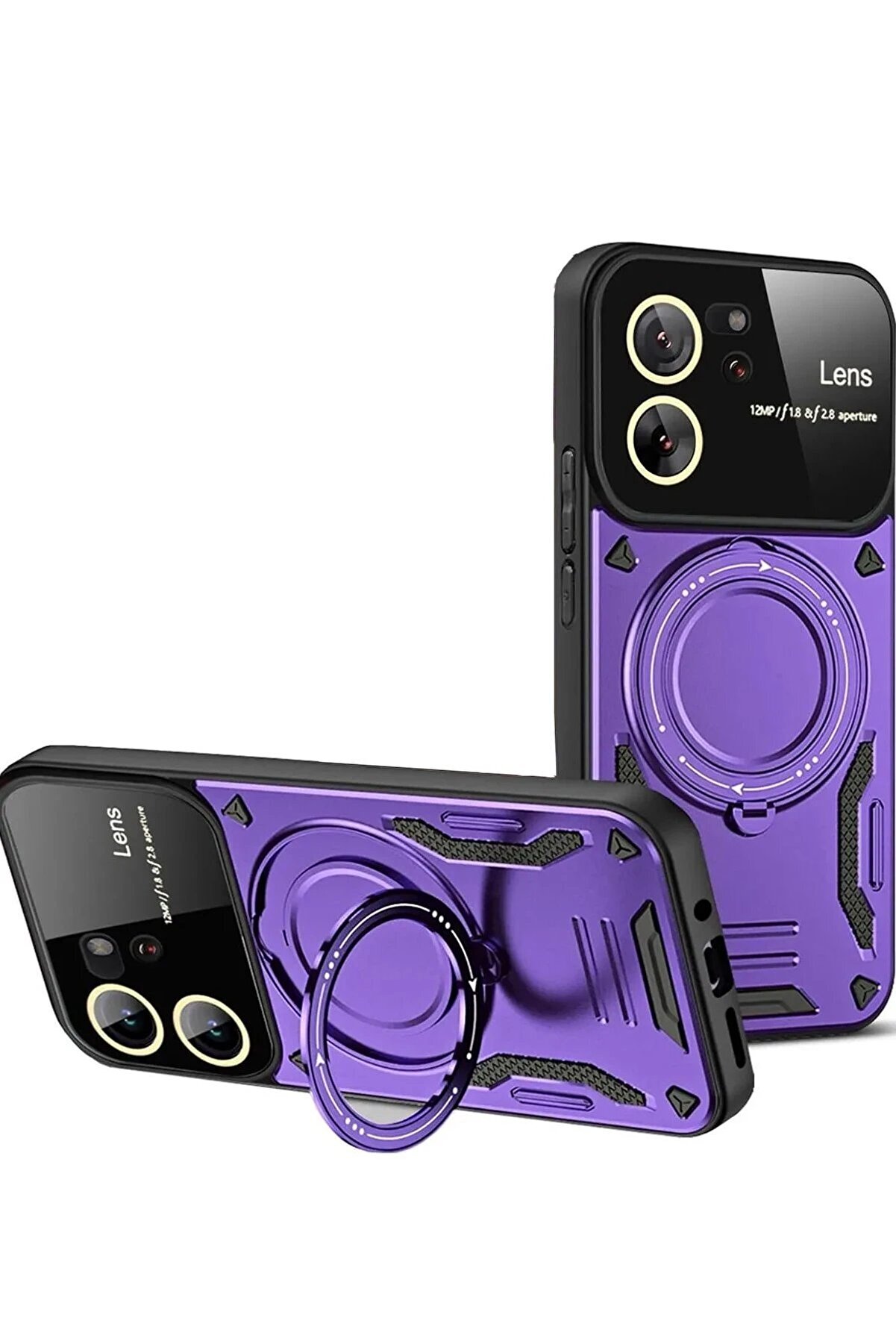 CepteToptan Xiaomi Mi 13T Pro Kılıf Joy Lens Standlı Kapak - Mor - DROPX3174-8406