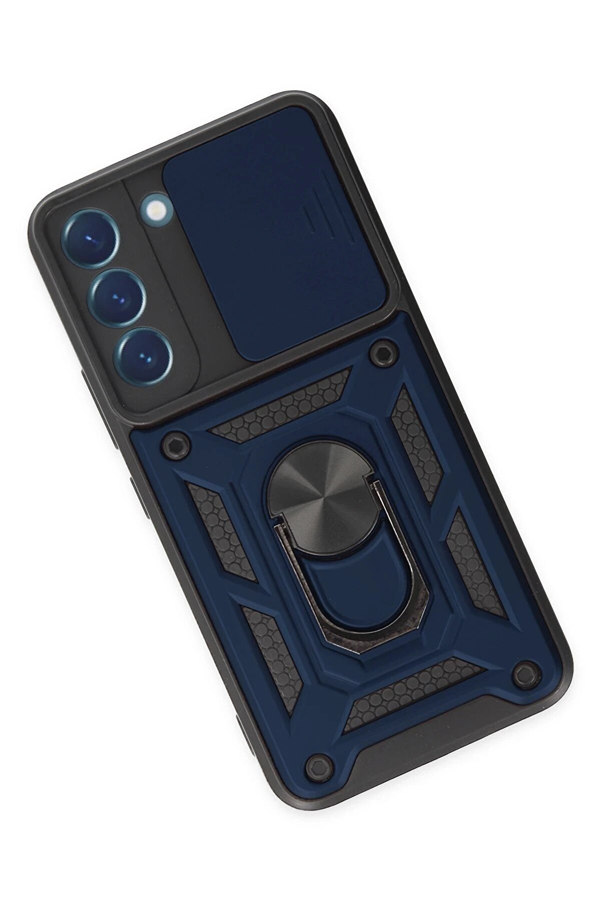 Samsung Galaxy S22 Kılıf Pars Lens Yüzüklü Si̇li̇kon - Laci̇vert - Dropx9376-4454