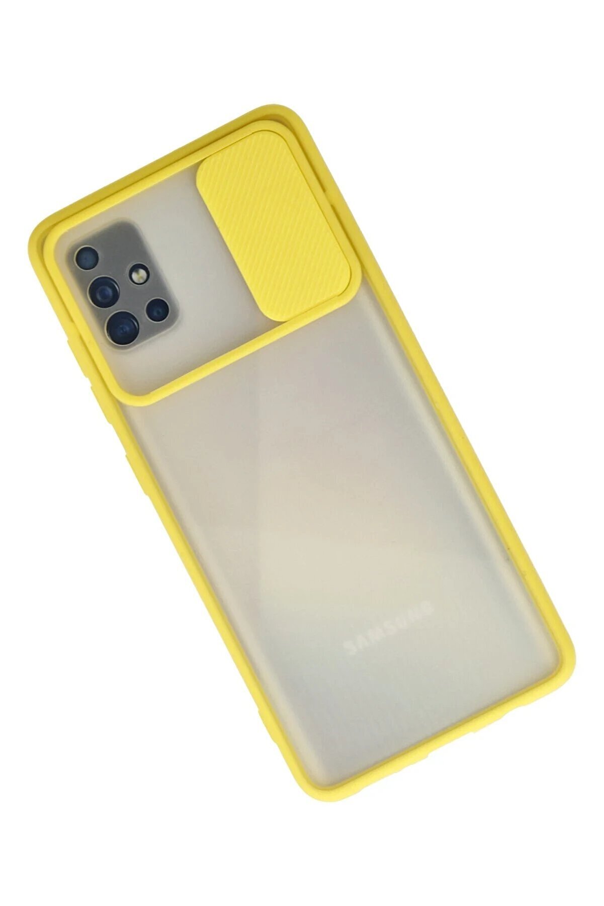 Samsung Galaxy A71 Kılıf Palm Buzlu Kamera Sürgülü Si̇li̇kon - Sarı - Dropx3974-5459