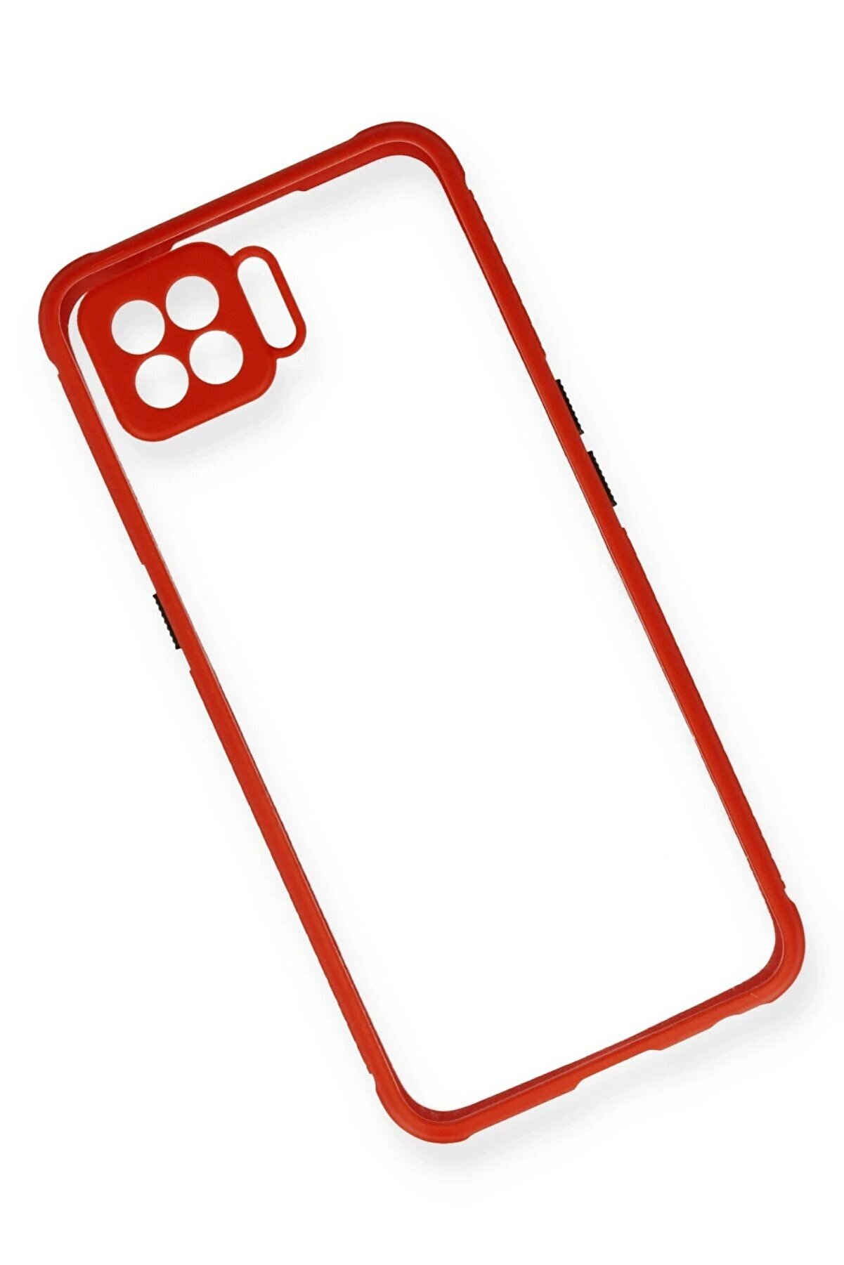 Oppo Reno 4 Li̇te Kılıf Mi̇ami̇ Şeffaf Si̇li̇kon - Kırmızı - Dropx3616-2317