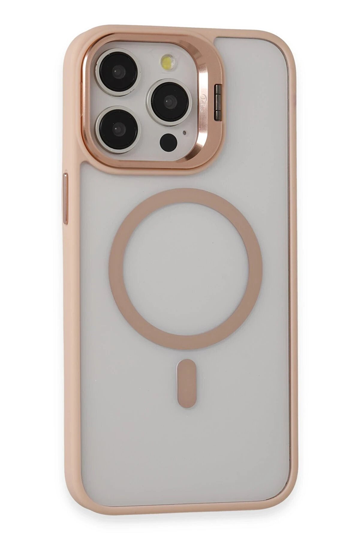 İphone 15 Pro Kılıf Roblox Lens Magsafe Standlı Kapak - Pudra - Dropx8189-5355