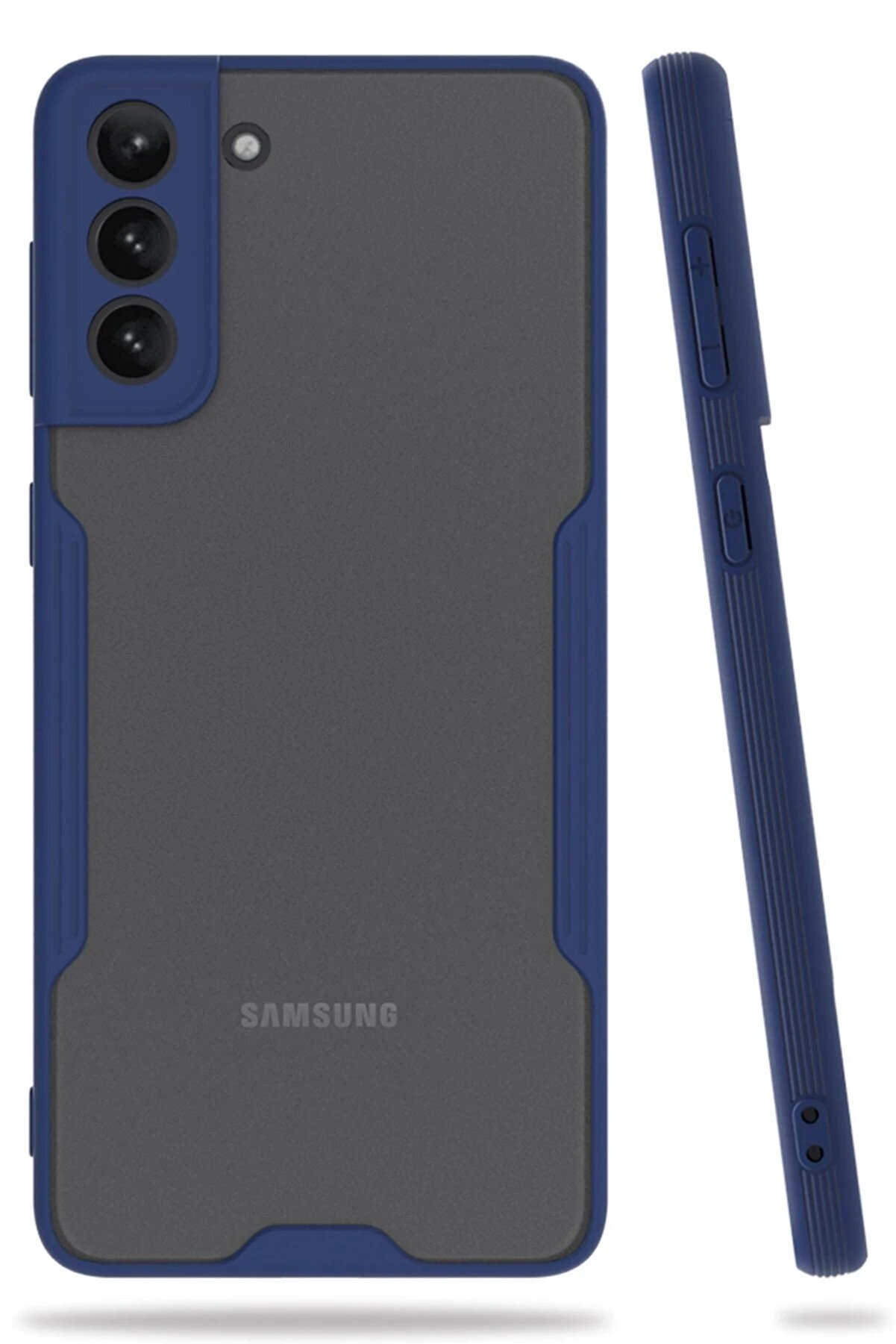 CepteToptan Samsung Galaxy S21 Plus Kılıf Platin Silikon - Lacivert - DROPX2308-8881