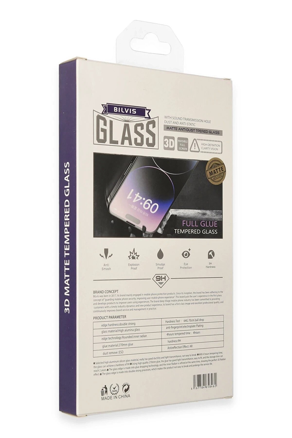 İphone 13 Pro Max Bi̇lvi̇s 3D Mat Cam Ekran Koruyucu - Dropx8536-5749