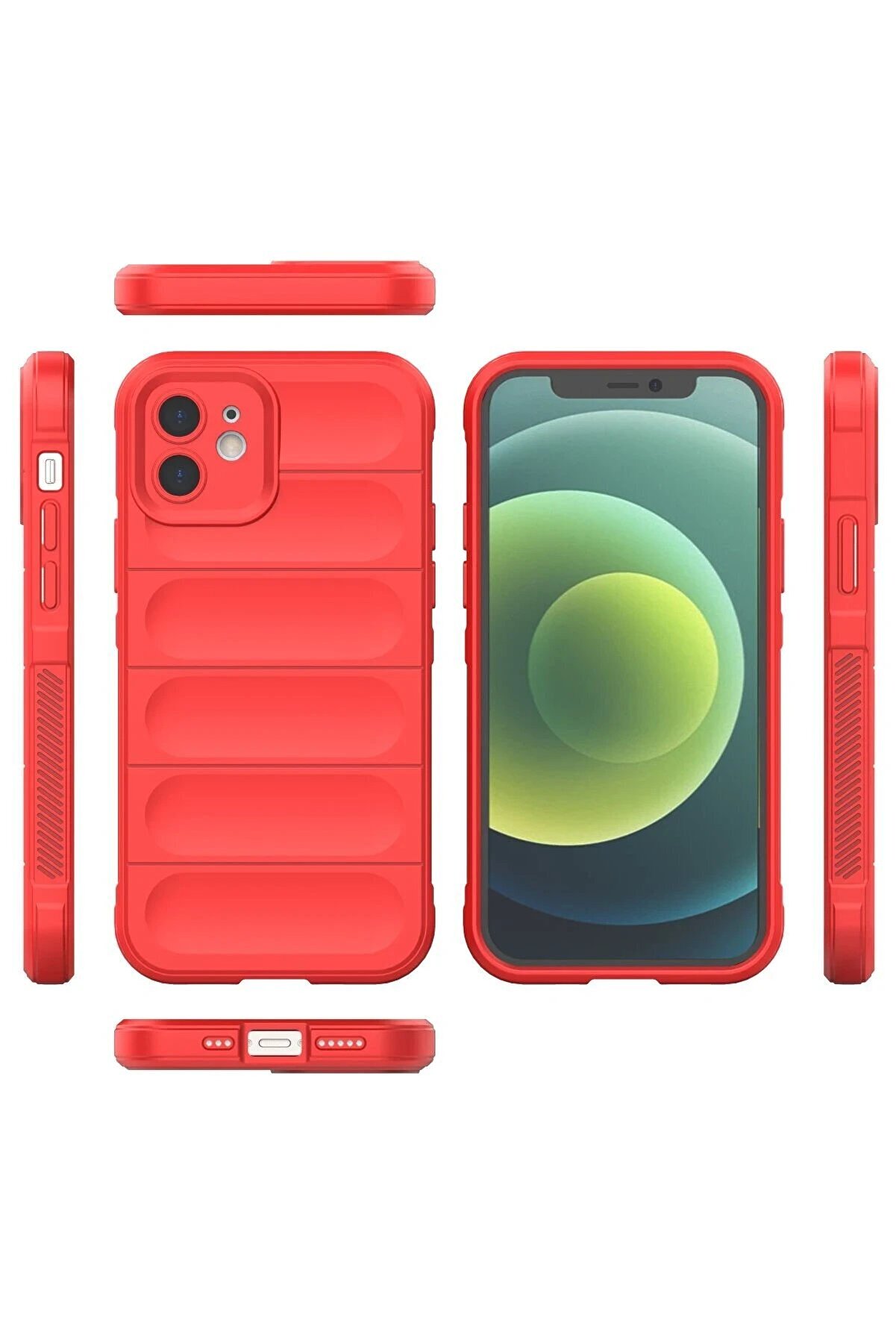 İphone 12 Kılıf Opti̇mum Si̇li̇kon - Kırmızı - Dropx6302-2221