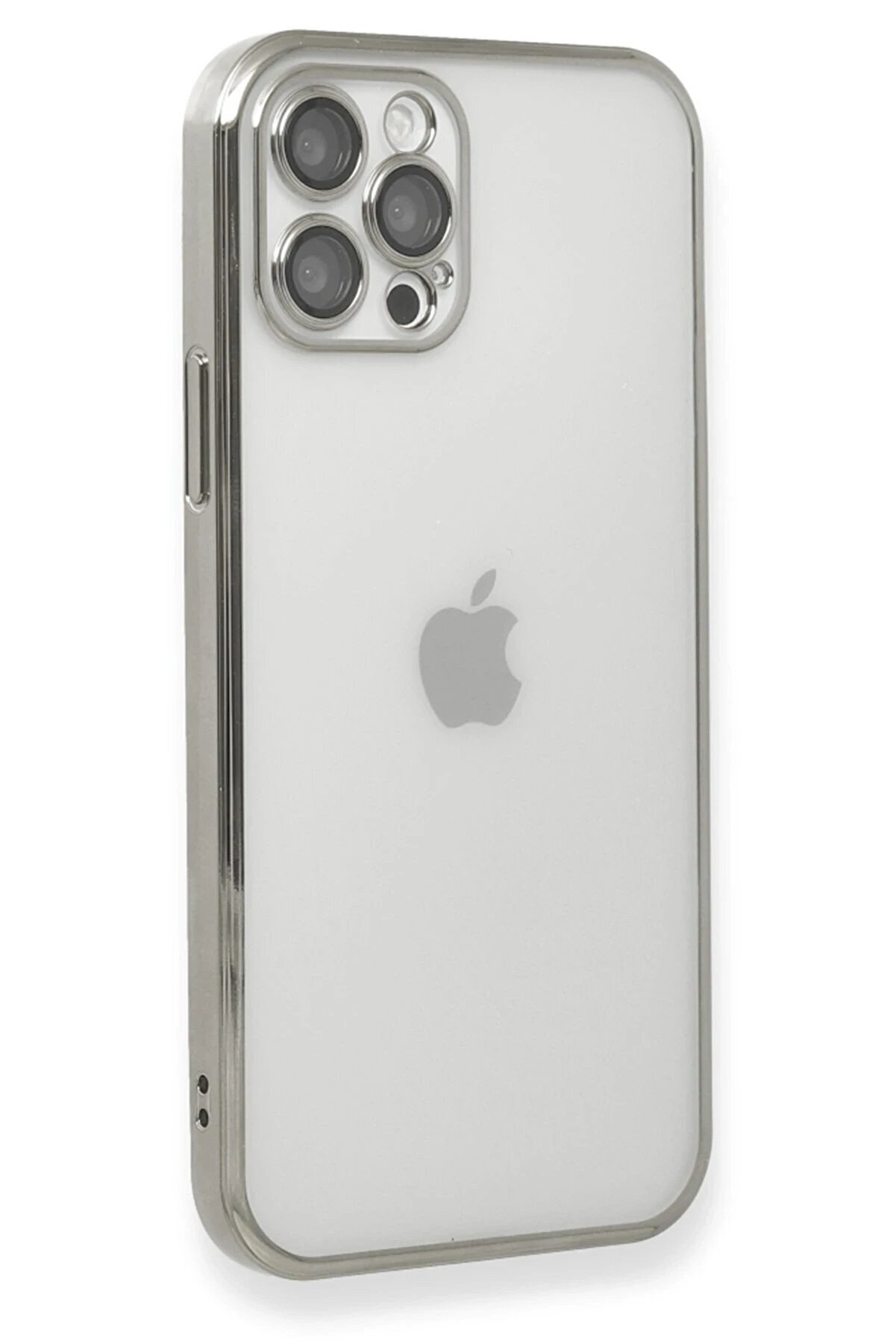 İphone 12 Pro Kılıf Lensli̇ Si̇li̇kon - Gümüş - Dropx5532-4838