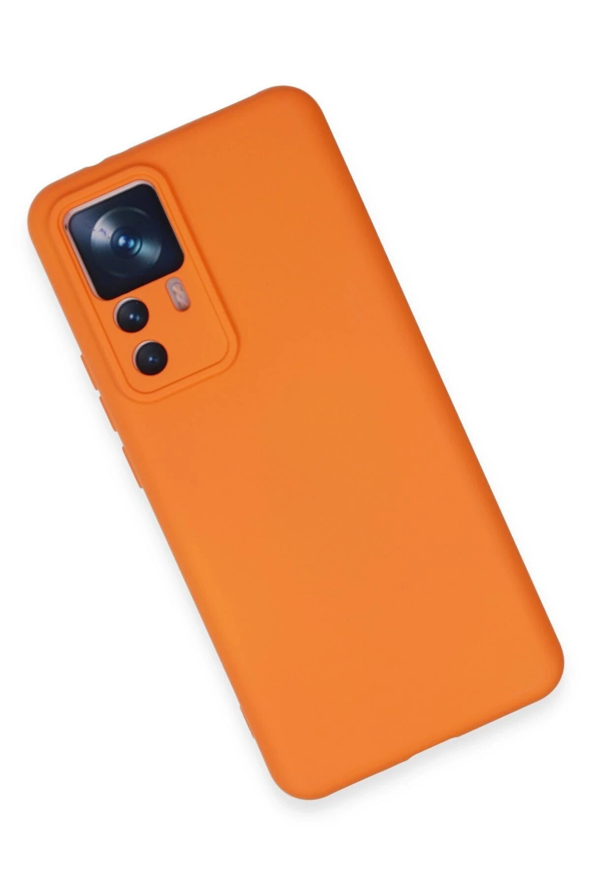 Xi̇aomi̇ Mi̇ 12T Pro Kılıf Nano İ&ccedil;i̇ Kadi̇fe Si̇li̇kon - Turuncu - Dropx6323-3006