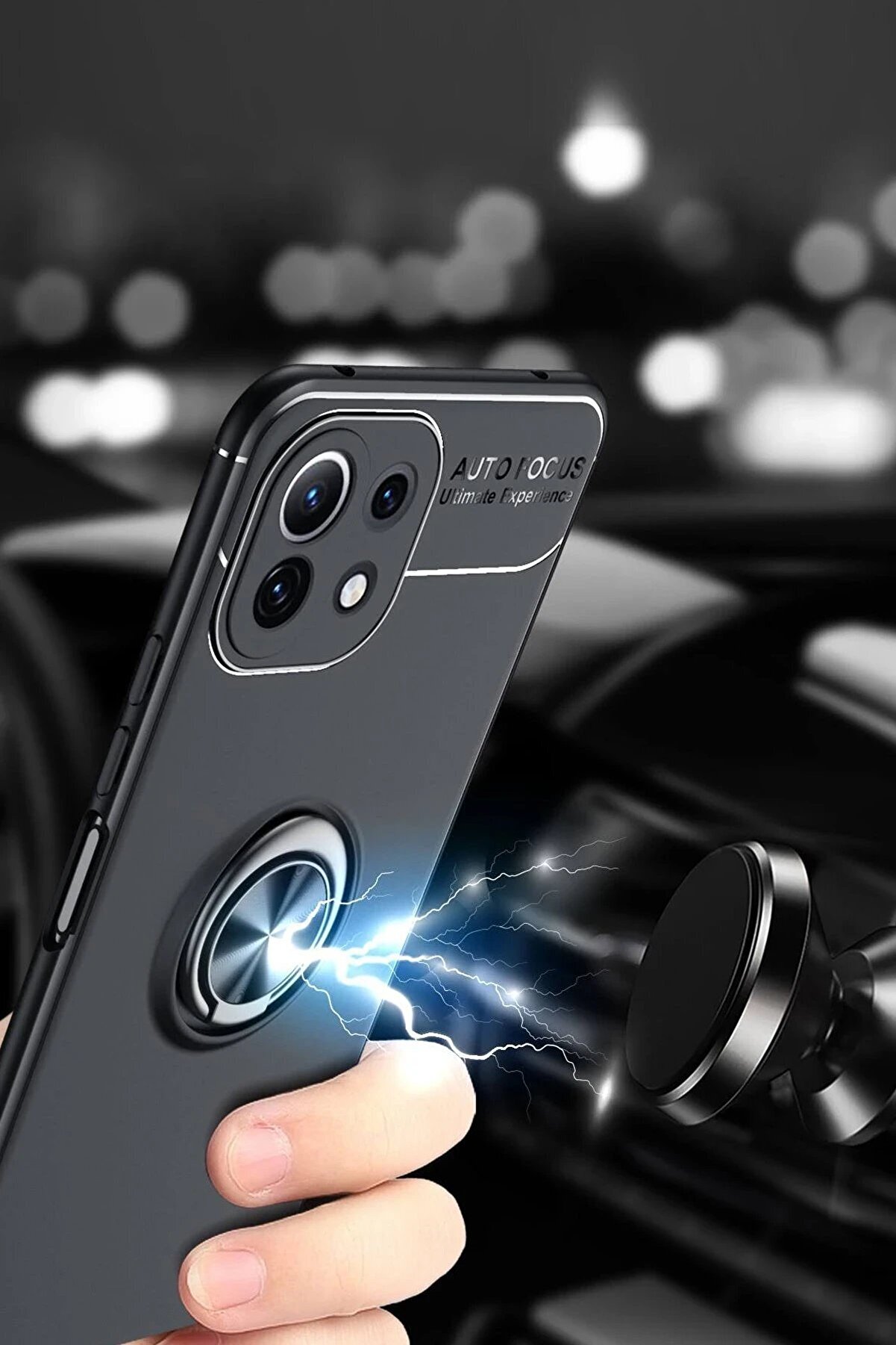 Xi̇aomi̇ Mi̇ 11 Li̇te Kılıf Range Yüzüklü Si̇li̇kon - Si̇yah - Dropx6514-8168