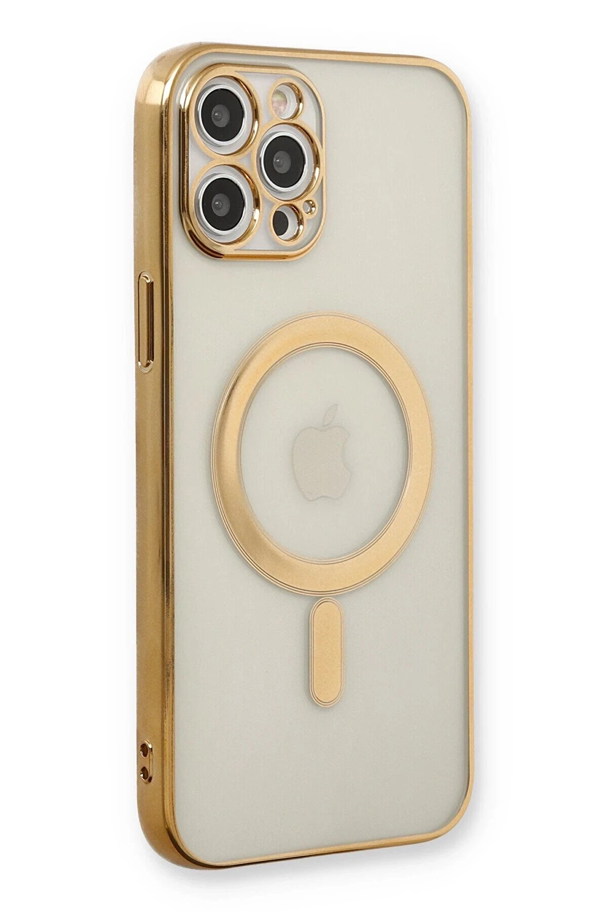 CepteToptan iPhone 12 Pro Kılıf Magneticsafe Lazer Silikon - Gold - DROPX4627-2507