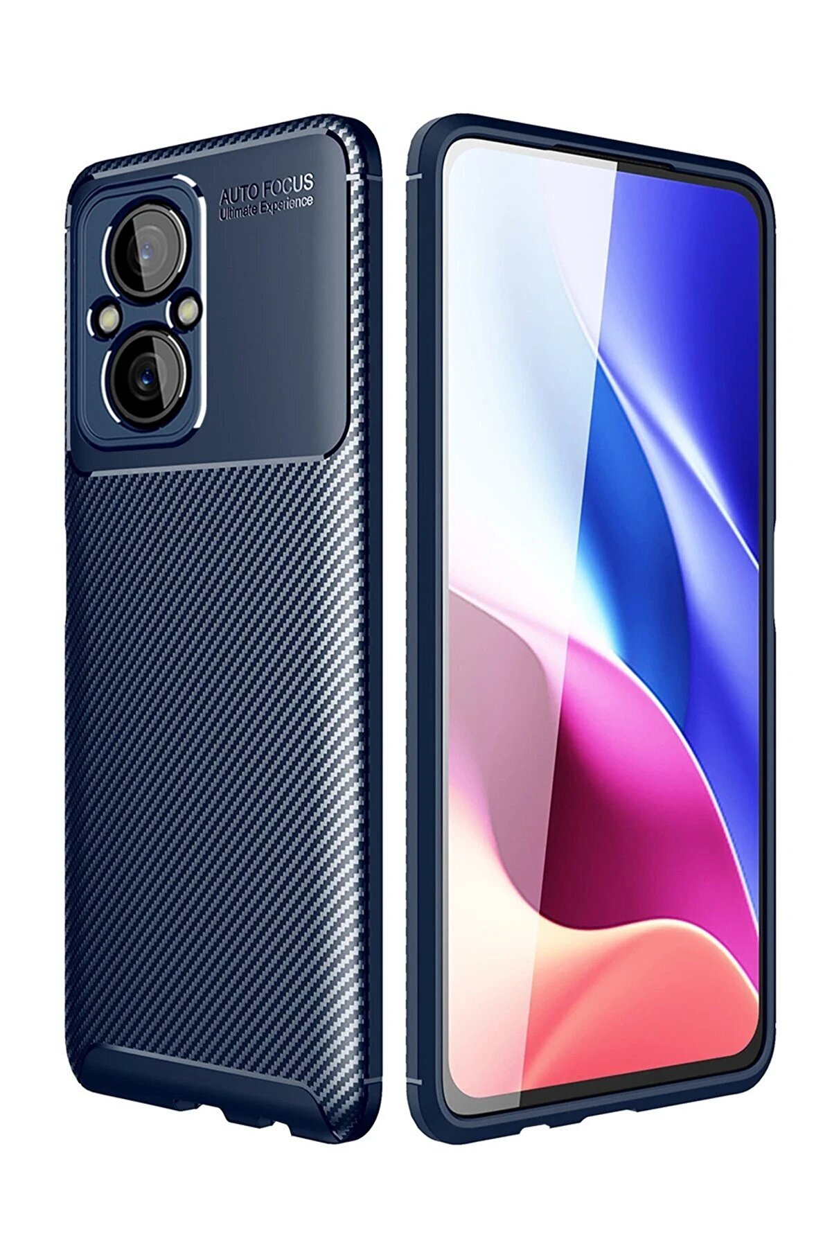 CepteToptan Xiaomi Poco M5 Kılıf Auto Focus Karbon Kapak - Lacivert - DROPX1034-3105