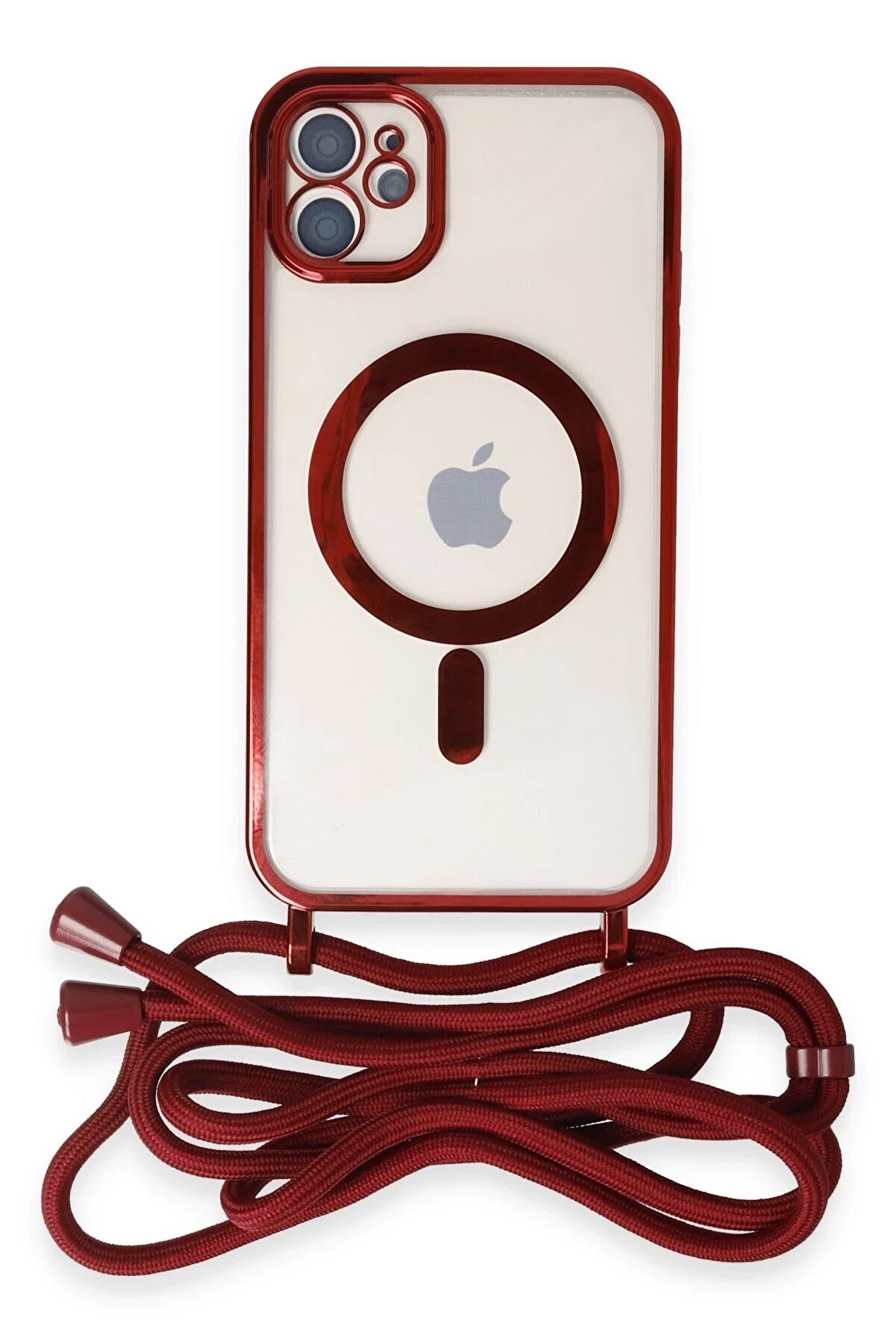 CepteToptan iPhone 11 Kılıf Divo Lazer Askılı Magsafe Kapak - Kırmızı - DROPX5546-5936