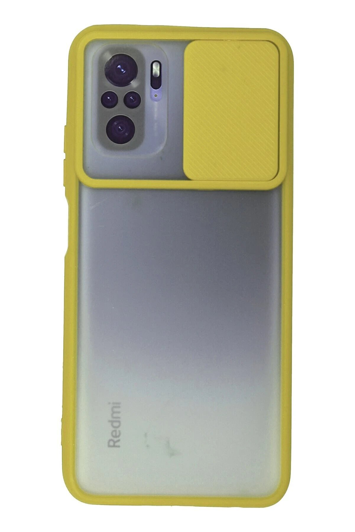 CepteToptan Xiaomi Redmi Note 10 Kılıf Palm Buzlu Kamera Sürgülü Silikon - Sarı - DROPX9684-1536