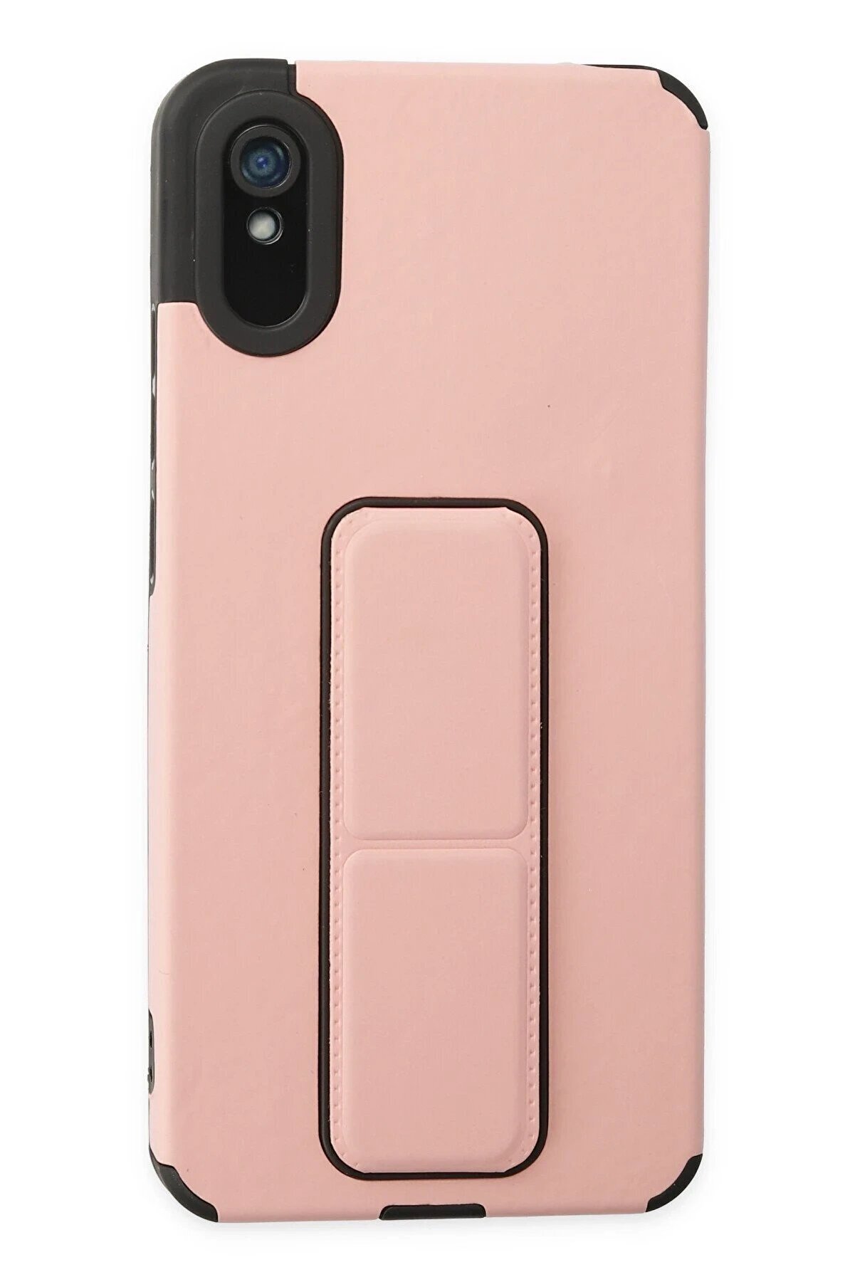 CepteToptan Xiaomi Redmi 9A Kılıf Mega Standlı Silikon - Pudra - DROPX3793-2136