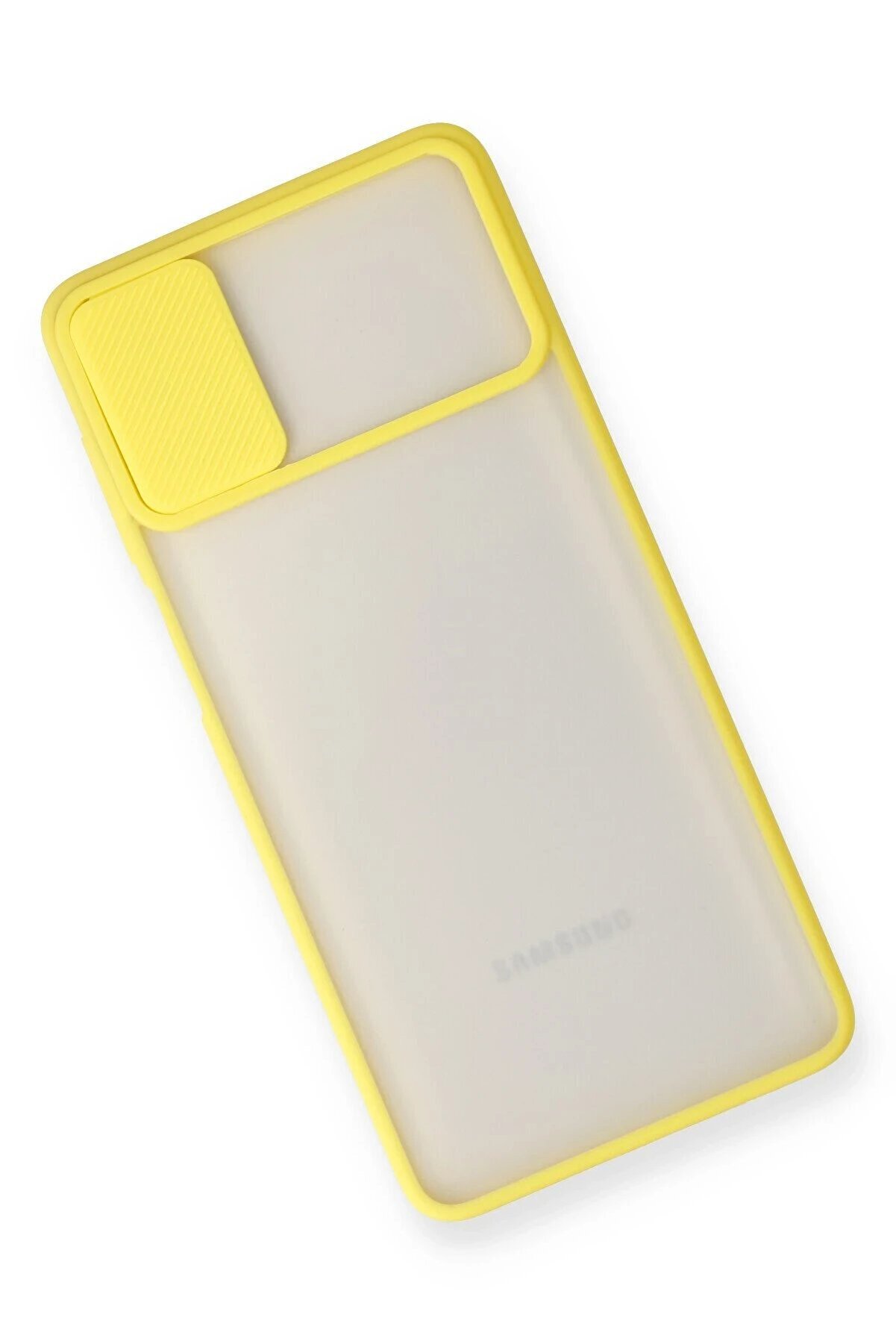 Samsung Galaxy M51 Kılıf Palm Buzlu Kamera Sürgülü Si̇li̇kon - Sarı - Dropx9092-2510