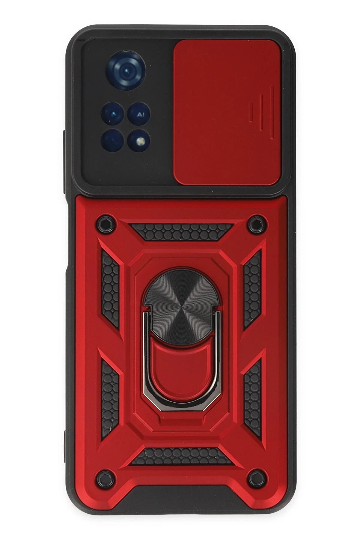 CepteToptan Xiaomi Poco M4 Pro 4G Kılıf Pars Lens Y&uuml;z&uuml;kl&uuml; Silikon - Kırmızı - DROPX1754-7960