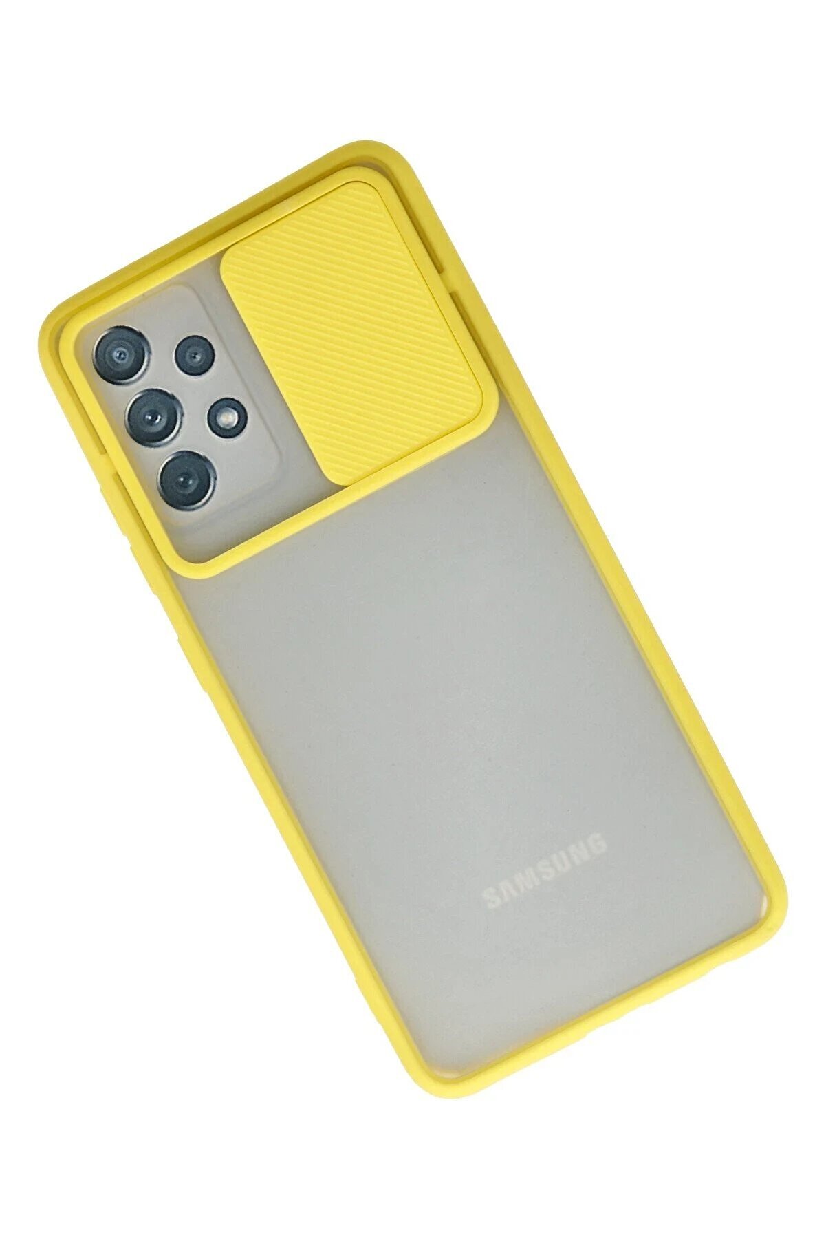 Samsung Galaxy A72 Kılıf Palm Buzlu Kamera Sürgülü Si̇li̇kon - Sarı - Dropx6425-9470