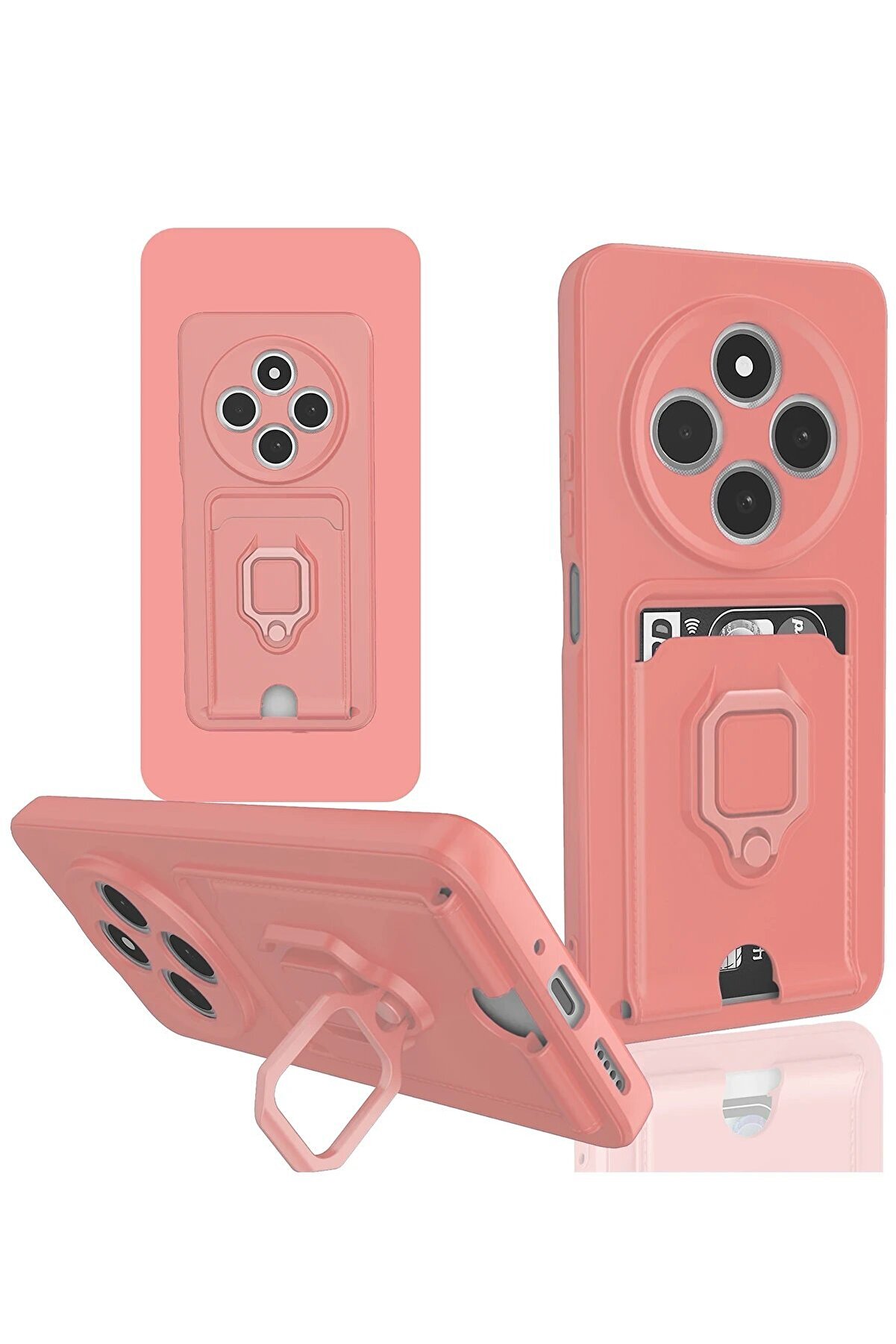 CepteToptan Xiaomi Redmi 14C Kılıf Zuma Kartvizitli Yüzüklü Silikon - Pembe - DROPX8985-5816