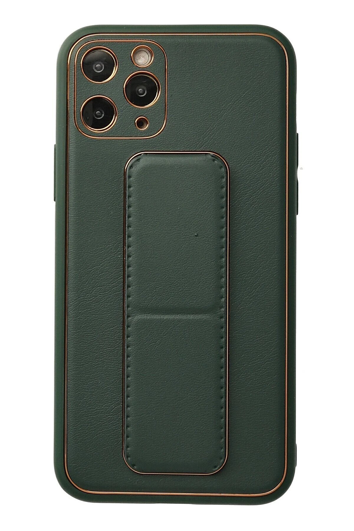 CepteToptan iPhone 11 Pro Kılıf Coco Deri Standlı Kapak - Yeşil - DROPX9033-3846