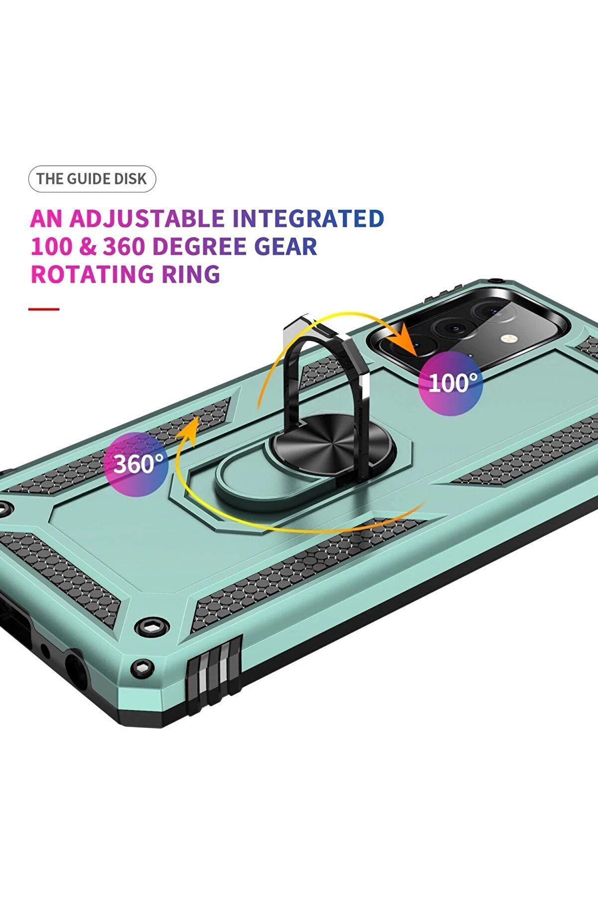 Samsung Galaxy A72 Kılıf Sofya Yüzüklü Si̇li̇kon Kapak - Yeşi̇l - Dropx9848-2899