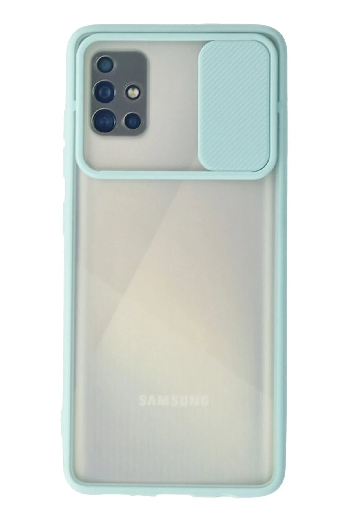 CepteToptan Samsung Galaxy A71 Kılıf Palm Buzlu Kamera Sürgülü Silikon - Turkuaz - DROPX6348-7716