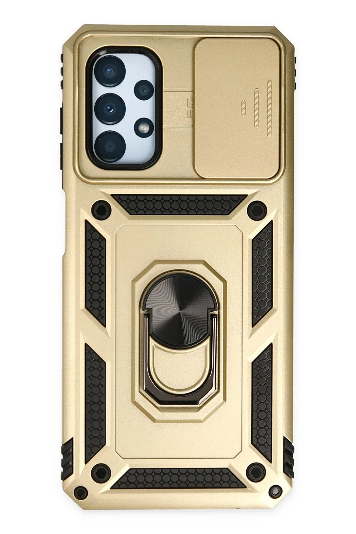 CepteToptan Samsung Galaxy A33 5G Kılıf Pars Lens Yüzüklü Silikon - Gold - DROPX3130-2239