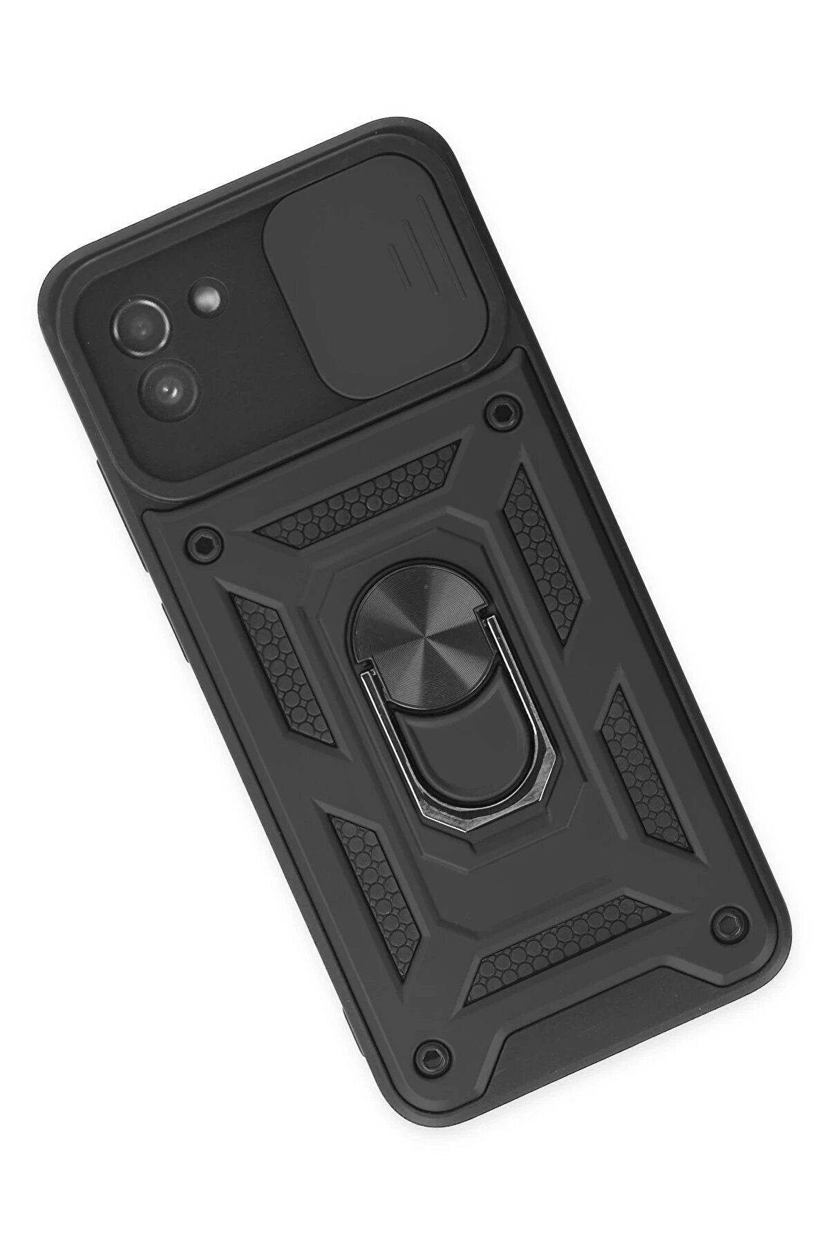 Samsung Galaxy A03 Kılıf Pars Lens Yüzüklü Si̇li̇kon - Si̇yah - Dropx4097-1294