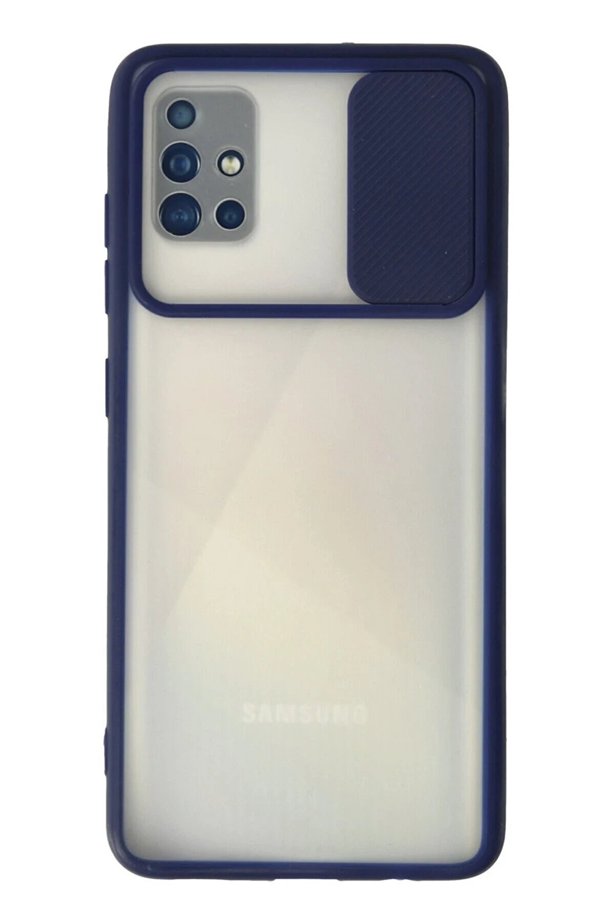 CepteToptan Samsung Galaxy A71 Kılıf Palm Buzlu Kamera Sürgülü Silikon - Lacivert - DROPX7306-4078