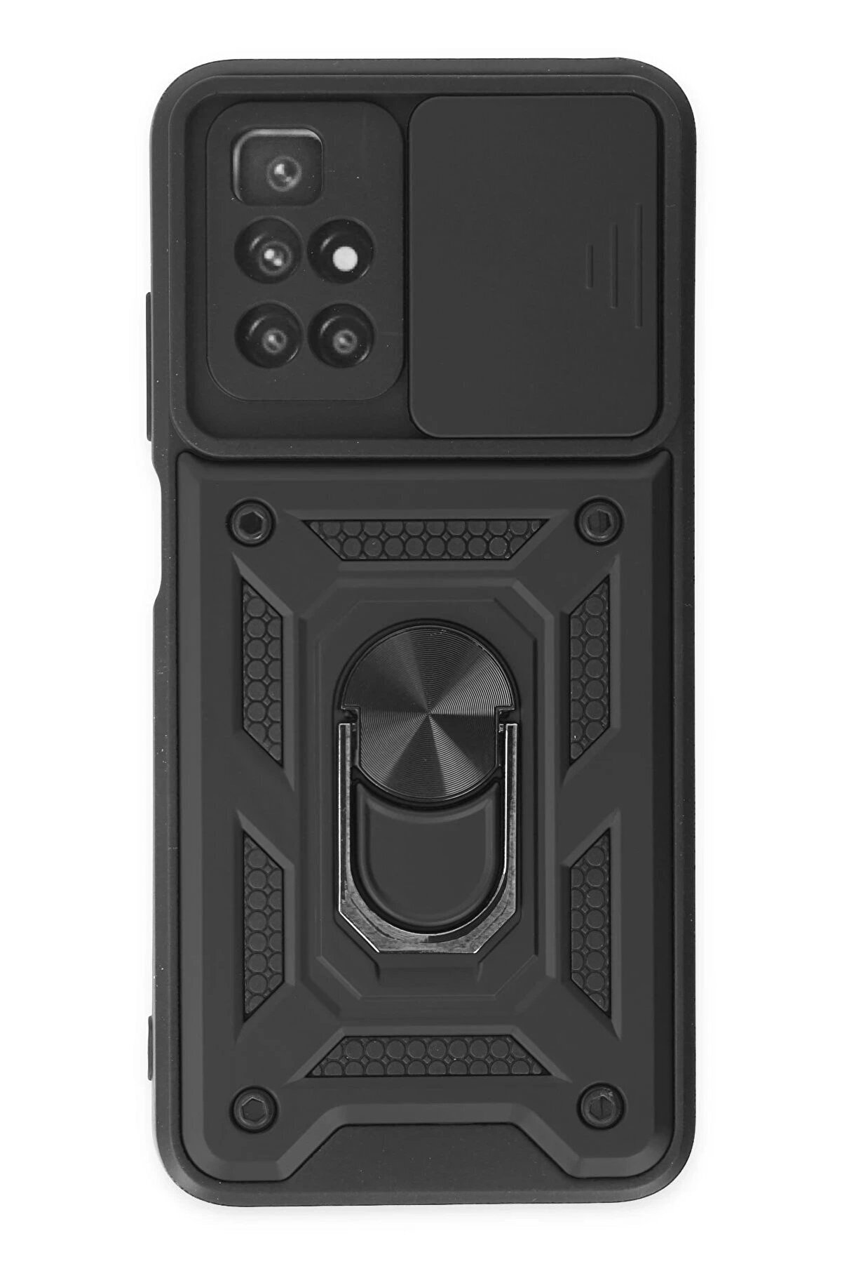 CepteToptan Xiaomi Redmi 10 2022 Kılıf Pars Lens Yüzüklü Silikon - Siyah - DROPX4151-2346