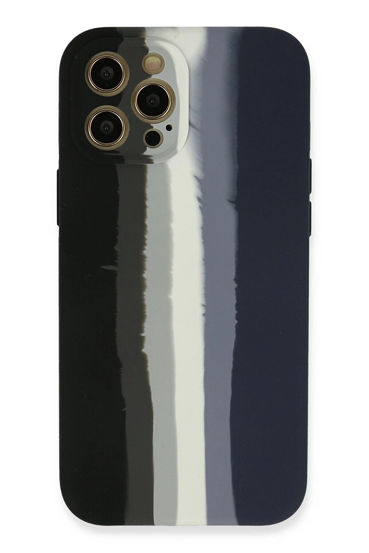 CepteToptan iPhone 12 Pro Max Kılıf Ebruli Lansman Silikon - Siyah-Lacivert - DROPX7706-8226