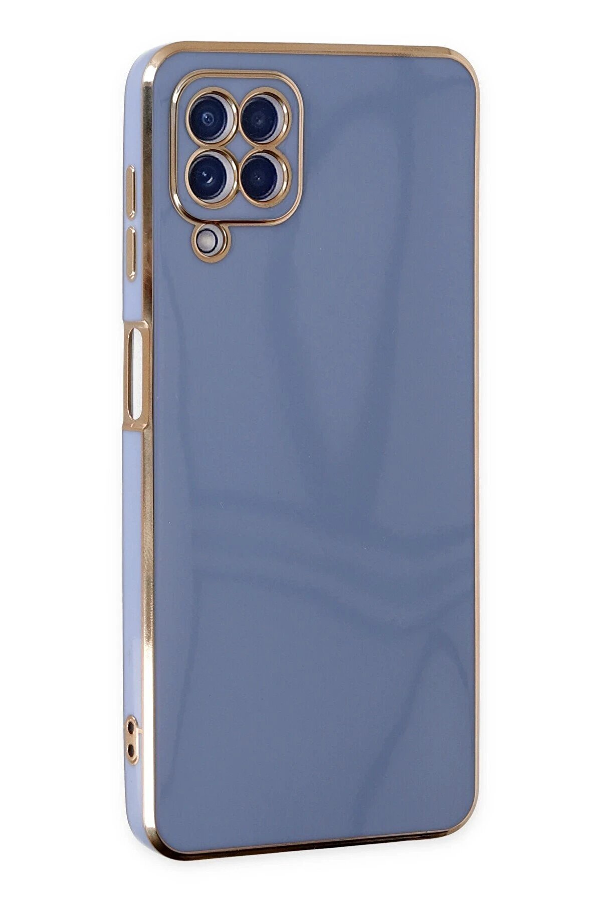 CepteToptan Samsung Galaxy A12 Kılıf Volet Silikon - Mavi - DROPX1527-8755