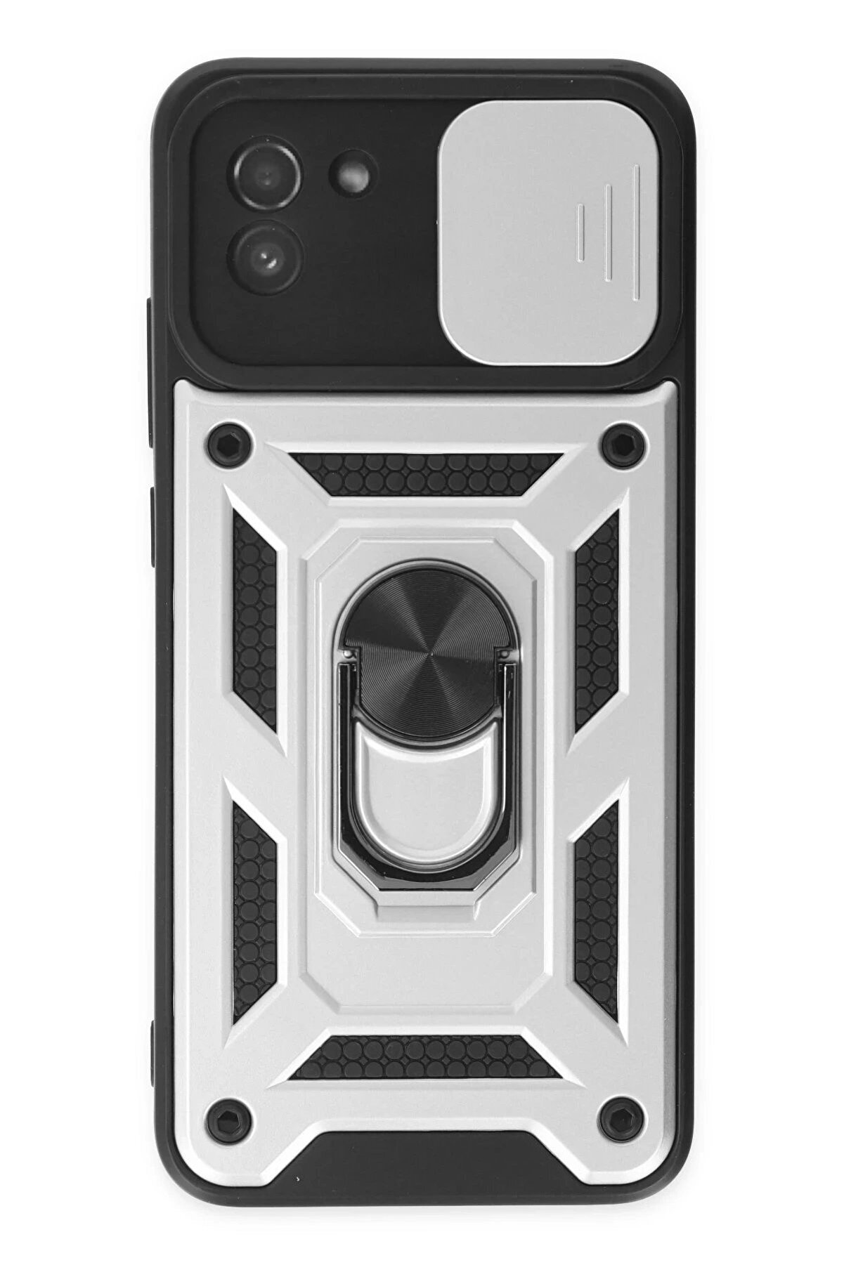 Samsung Galaxy A03 Kılıf Pars Lens Yüzüklü Si̇li̇kon - Gümüş - Dropx7618-4628