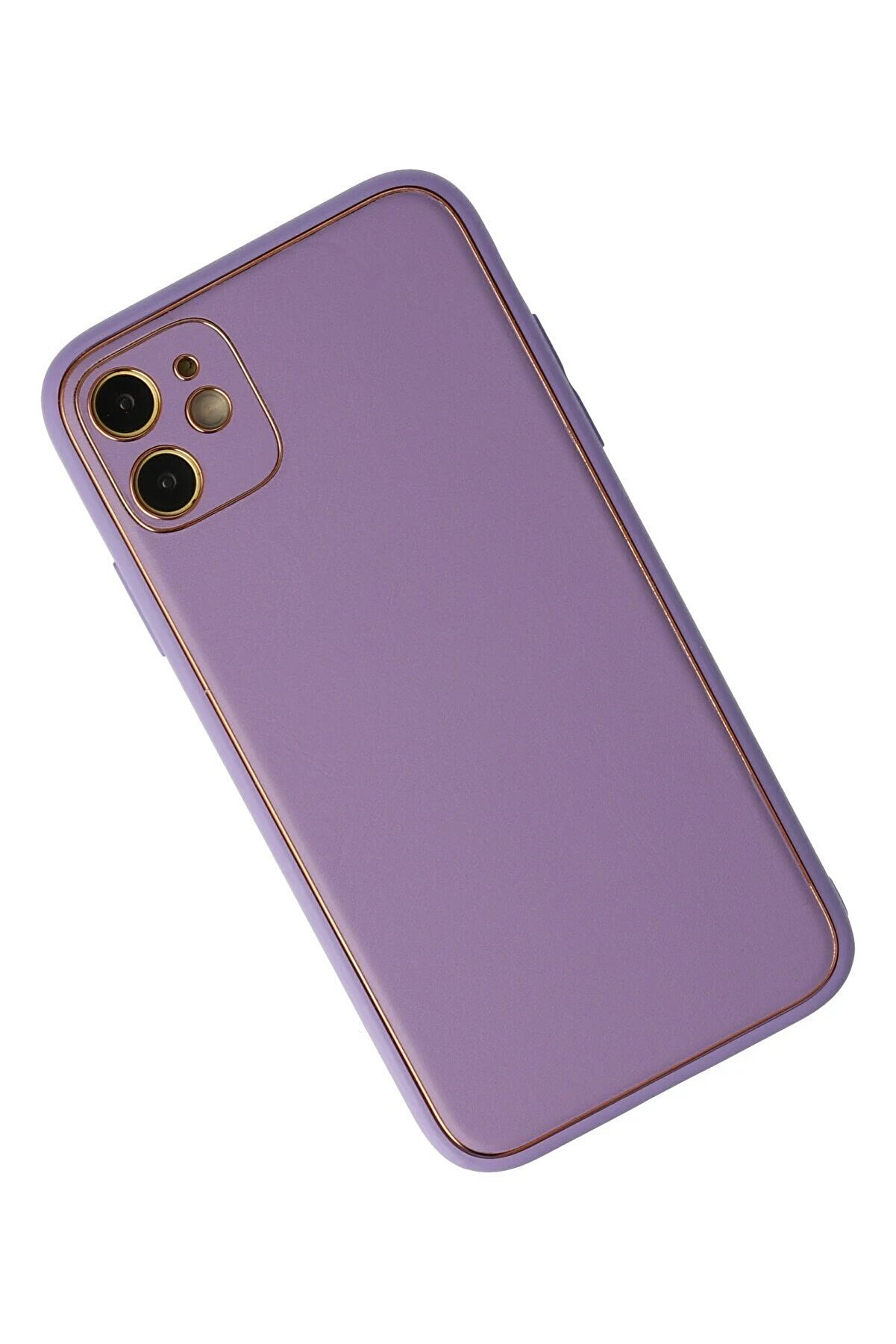 İphone 12 Kılıf Coco Deri̇ Si̇li̇kon Kapak - Li̇la - Dropx6931-9031