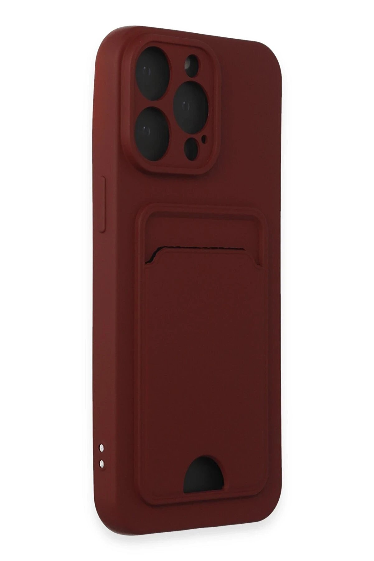 İphone 15 Pro Kılıf Kelvi̇n Kartvi̇zi̇tli̇ Si̇li̇kon - Bordo - Dropx3662-6437