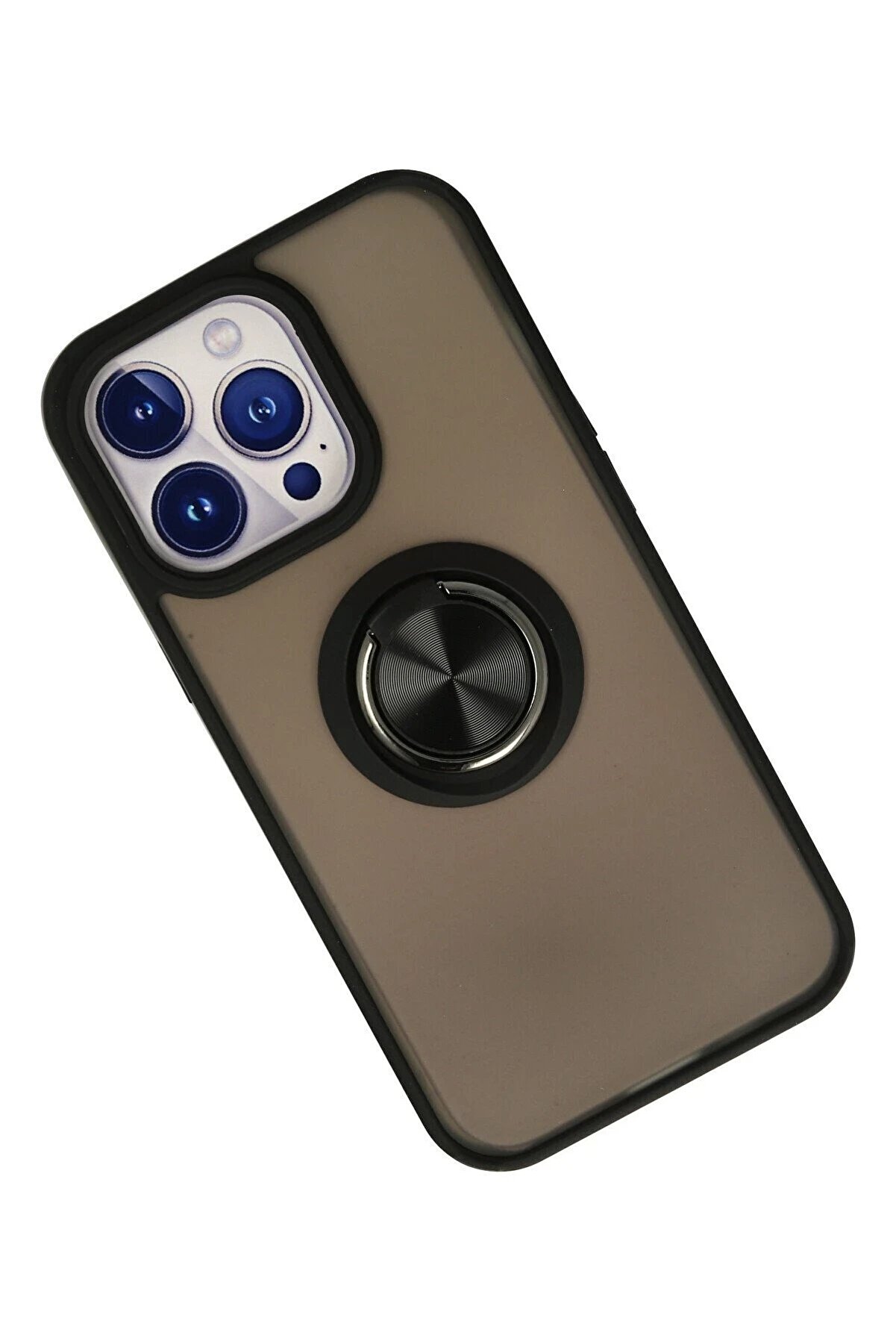 İphone 15 Pro Kılıf Montreal Yüzüklü Si̇li̇kon Kapak - Si̇yah - Dropx8355-4876