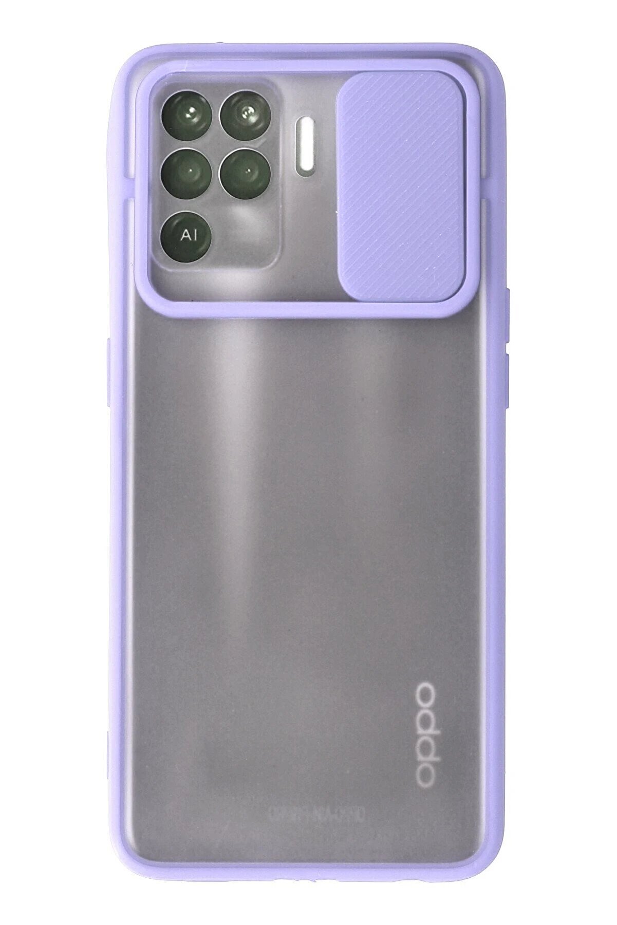 CepteToptan Oppo Reno 5 Lite Kılıf Palm Buzlu Kamera Sürgülü Silikon - Lila - DROPX1263-5063